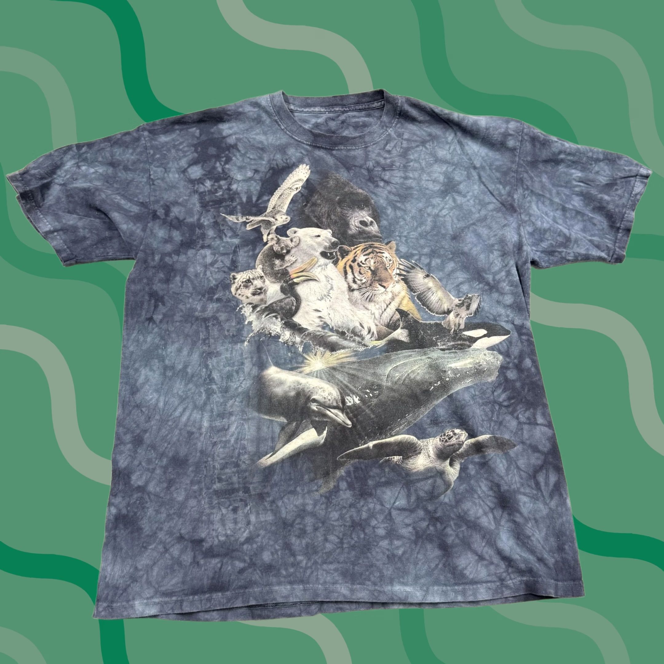 The Mountain Nike Shirt Mens Large Blue Tie Dye Animal Ocean Jungle Nature Graphic Print Size US L / EU 52-54 / 3 - 1 Thumbnail