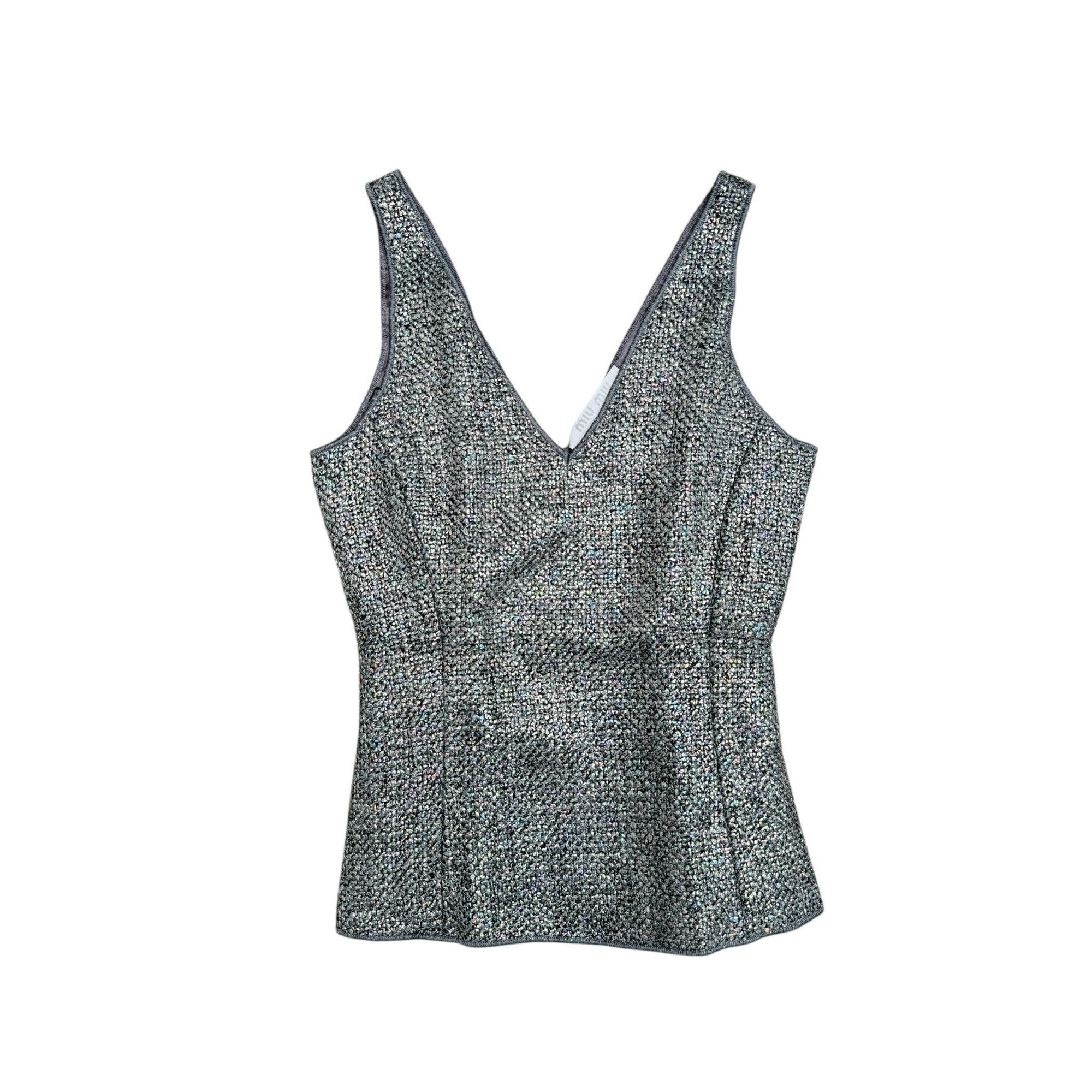 Miu Miu Grey Shiny Top Size XS / US 0-2 / IT 36-38 - 1 Thumbnail