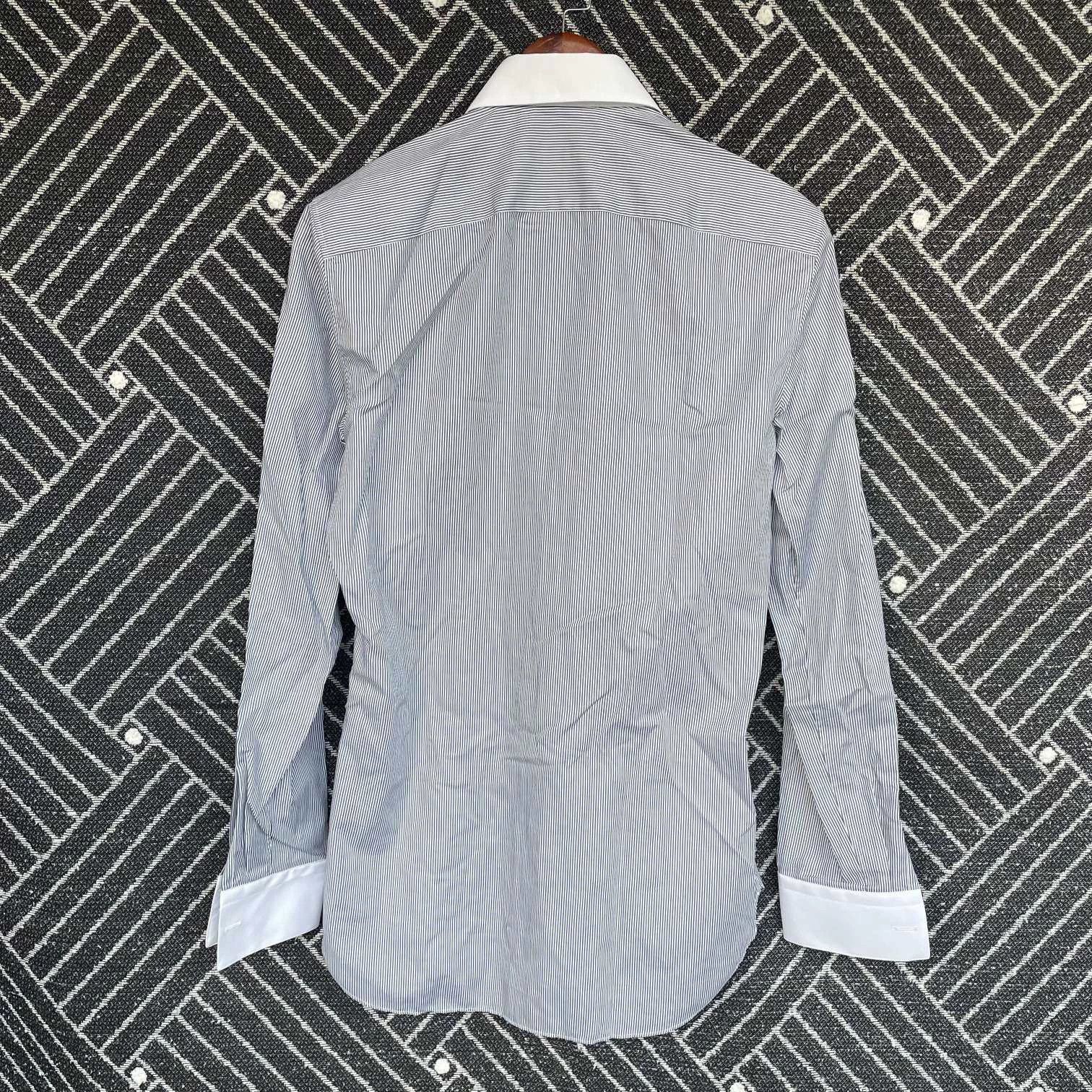 Fendi FENDI men's gray striped lapel shirt white sleeve 37-39 Size US XS / EU 42 / 0 - 2 Thumbnail