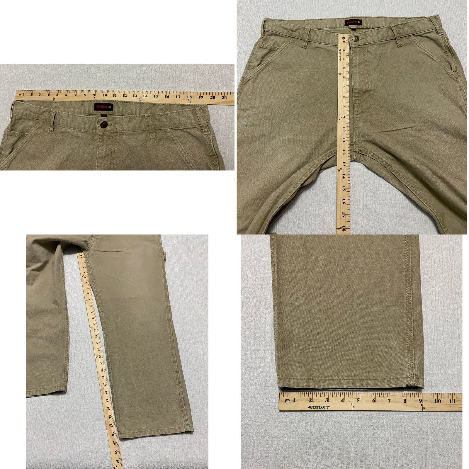 Vintage Wolverine Carpenter Work Pants Men's 38×30 Brown Canvas Size US 38 / EU 54 - 8 Thumbnail