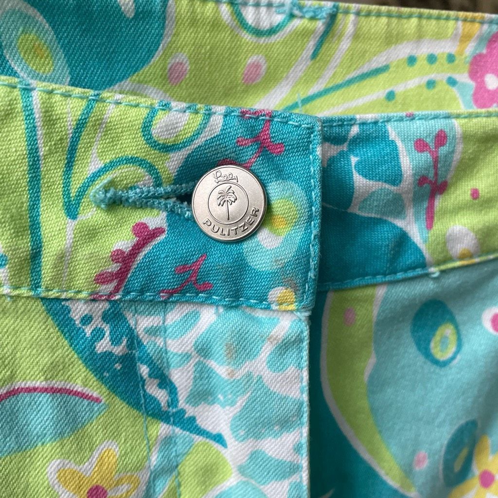 Lilly Pulitzer Lilly Pulitzer White Label Southern Belle Peacock Print Crop Size 30" / US 8 / IT 44 - 6 Thumbnail