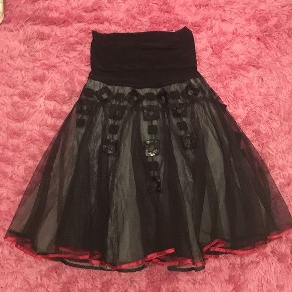 Vintage Ariella black tulle sequin fold-over full Skirt Size 27" / US 4 / IT 40 - 1 Thumbnail