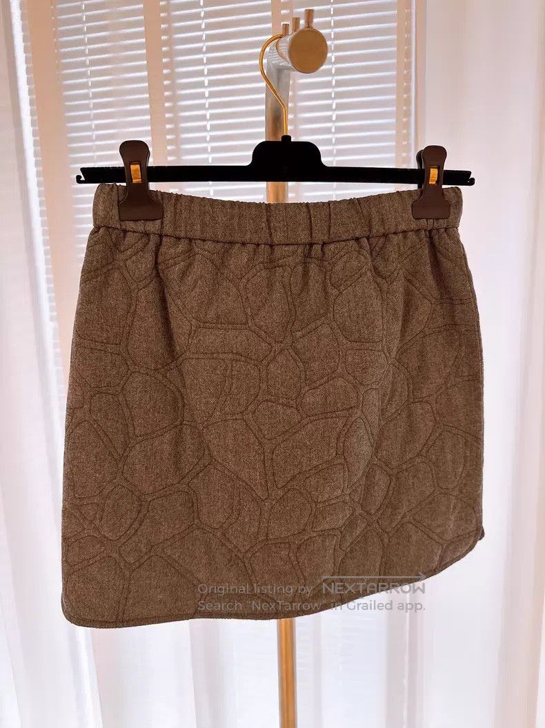 Brunello Cucinelli Brunello Cucinelli Gray Quilted Turtle Back Cotton Skirt Size 24" / US 00 / IT 34 - 4 Thumbnail