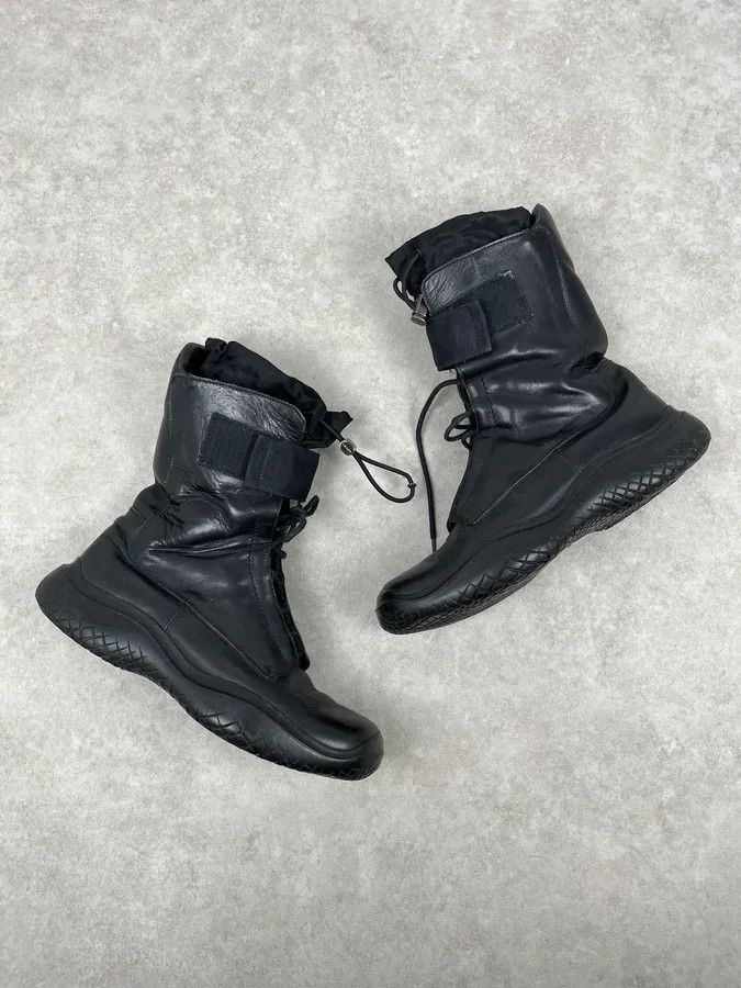 Prada AW1999 Prada Black Leather Lace-Up High Biker Boots Size US 12.5 / EU 45-46 - 6 Thumbnail