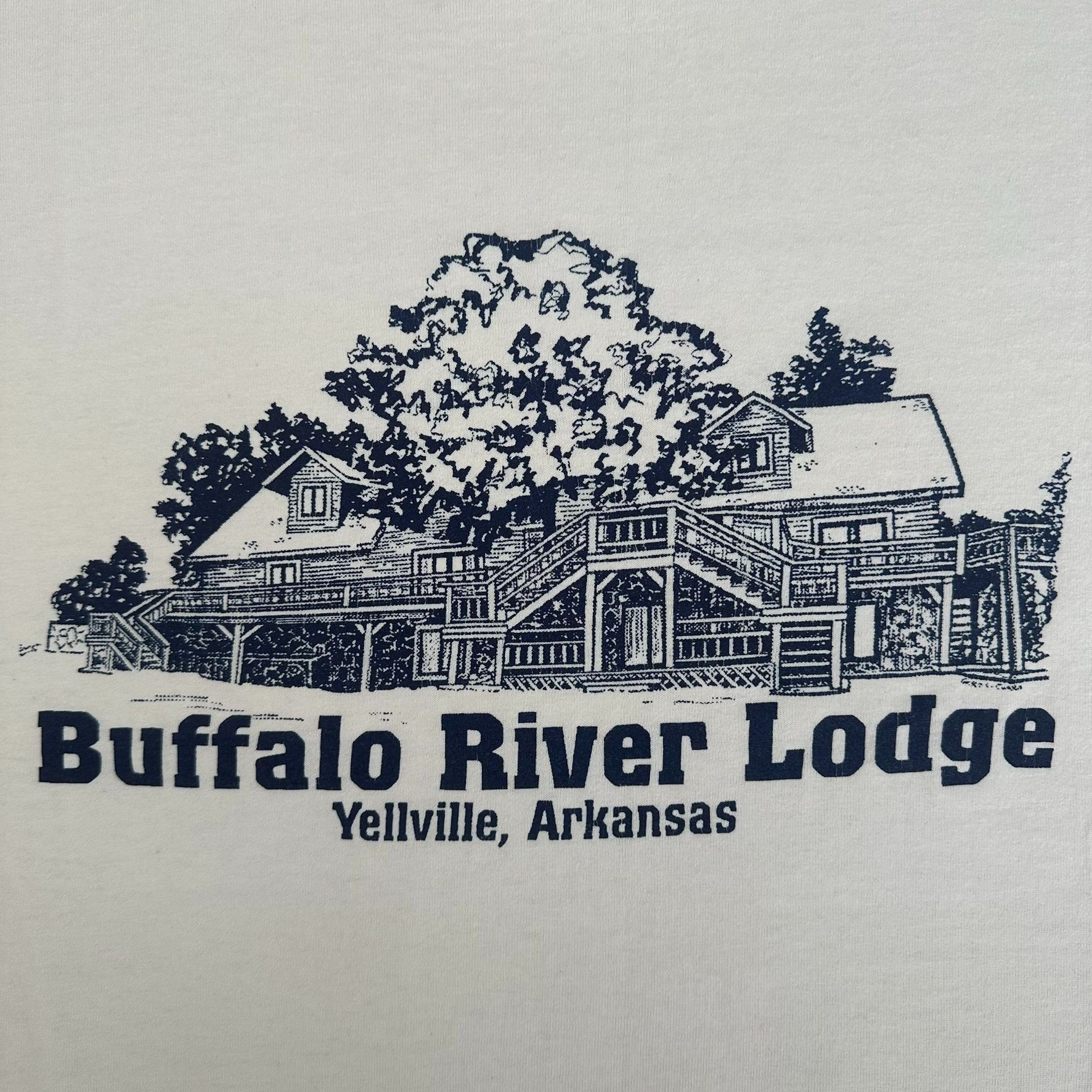 Fruit Of The Loom Vintage 90s Arkansas River Lodge T-Shirt Outdoor Nature Tee Size US L / EU 52-54 / 3 - 2 Thumbnail
