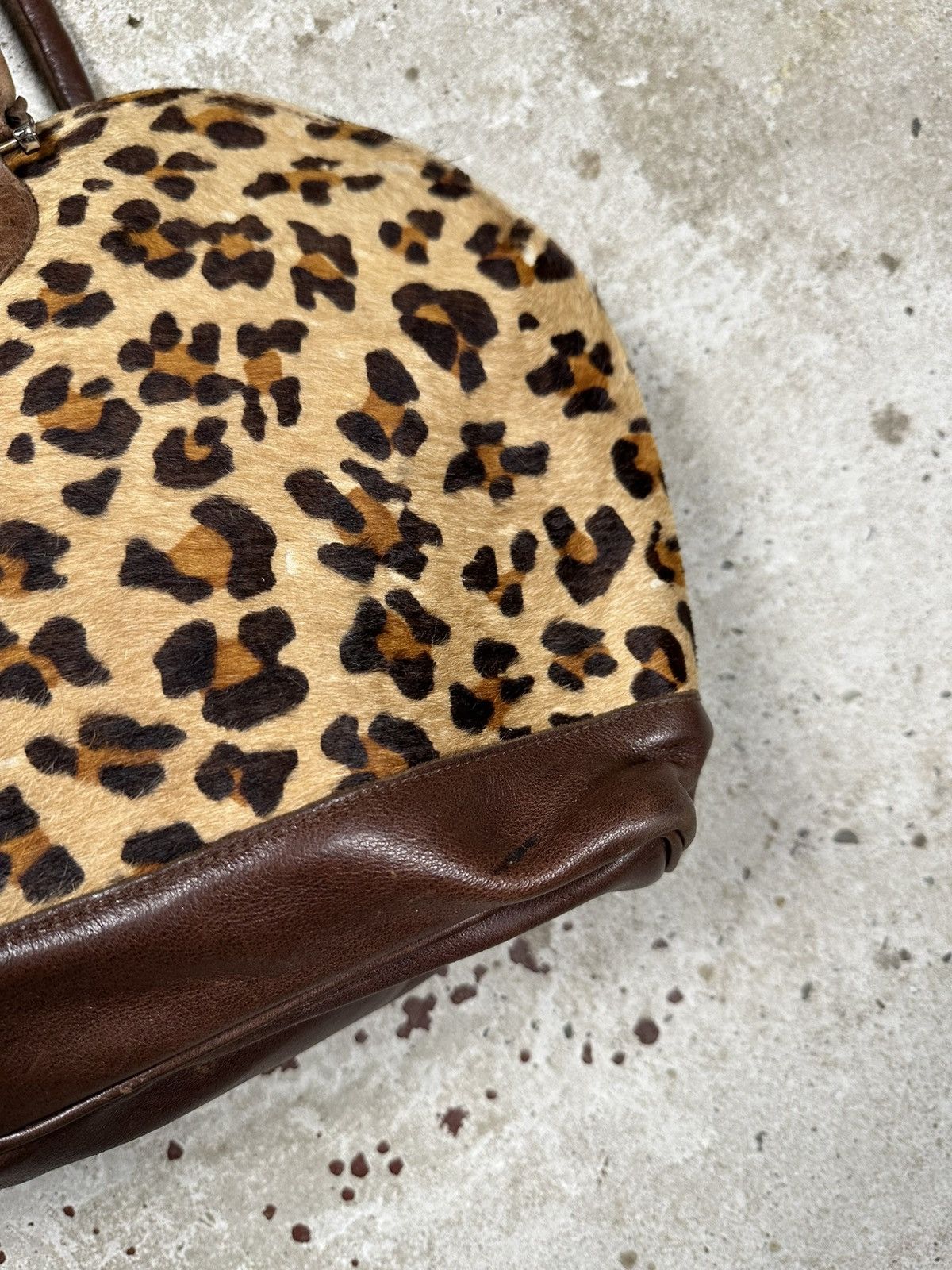 Japanese Brand Vintage 90s Leopard Print Fur & Leather Hand Bag Size ONE SIZE - 5 Thumbnail