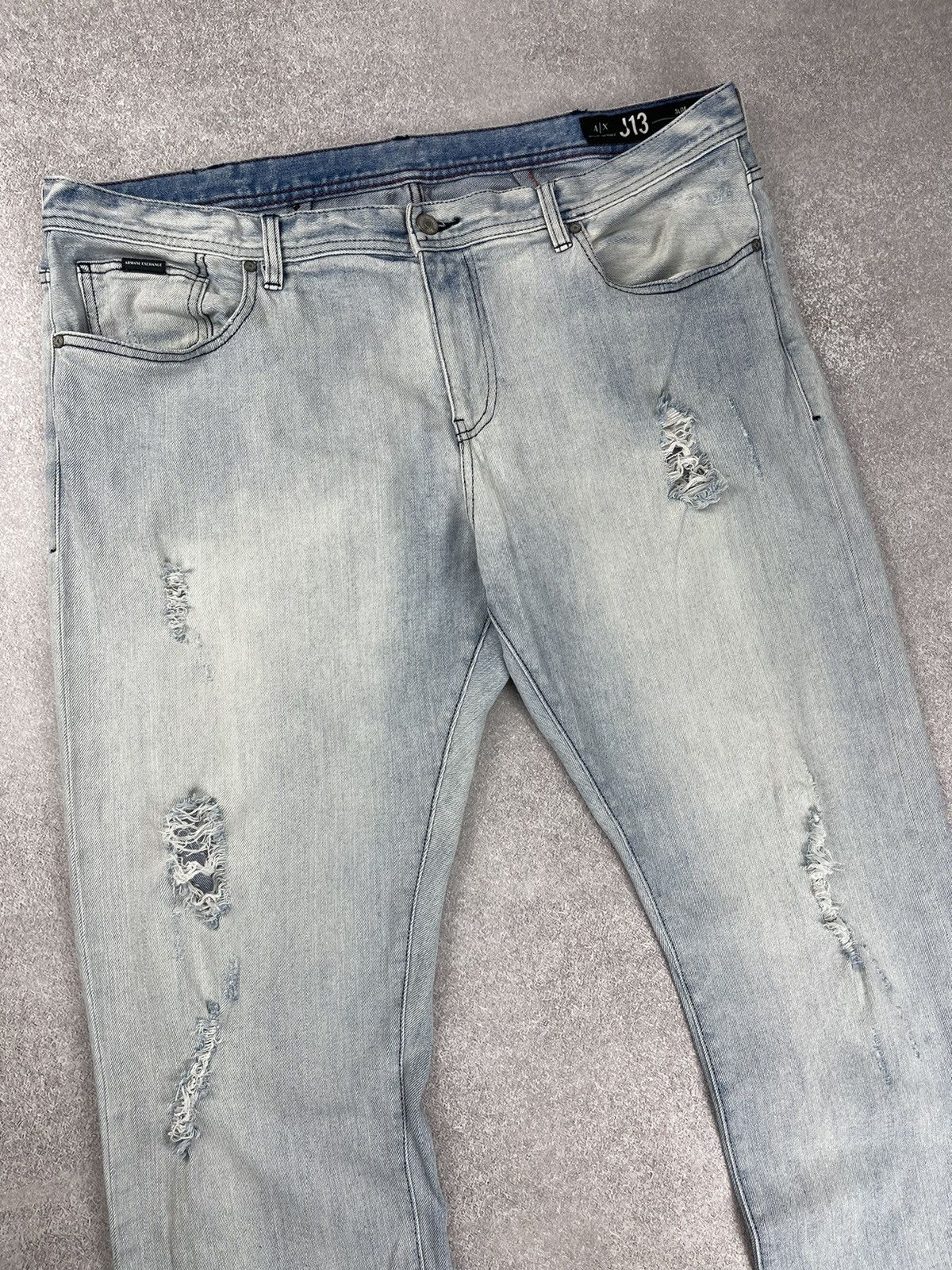 Armani × Armani Exchange Armani Exchange J13 Slim Distressed Denim Jeans Size US 40 / EU 56 - 2 Thumbnail