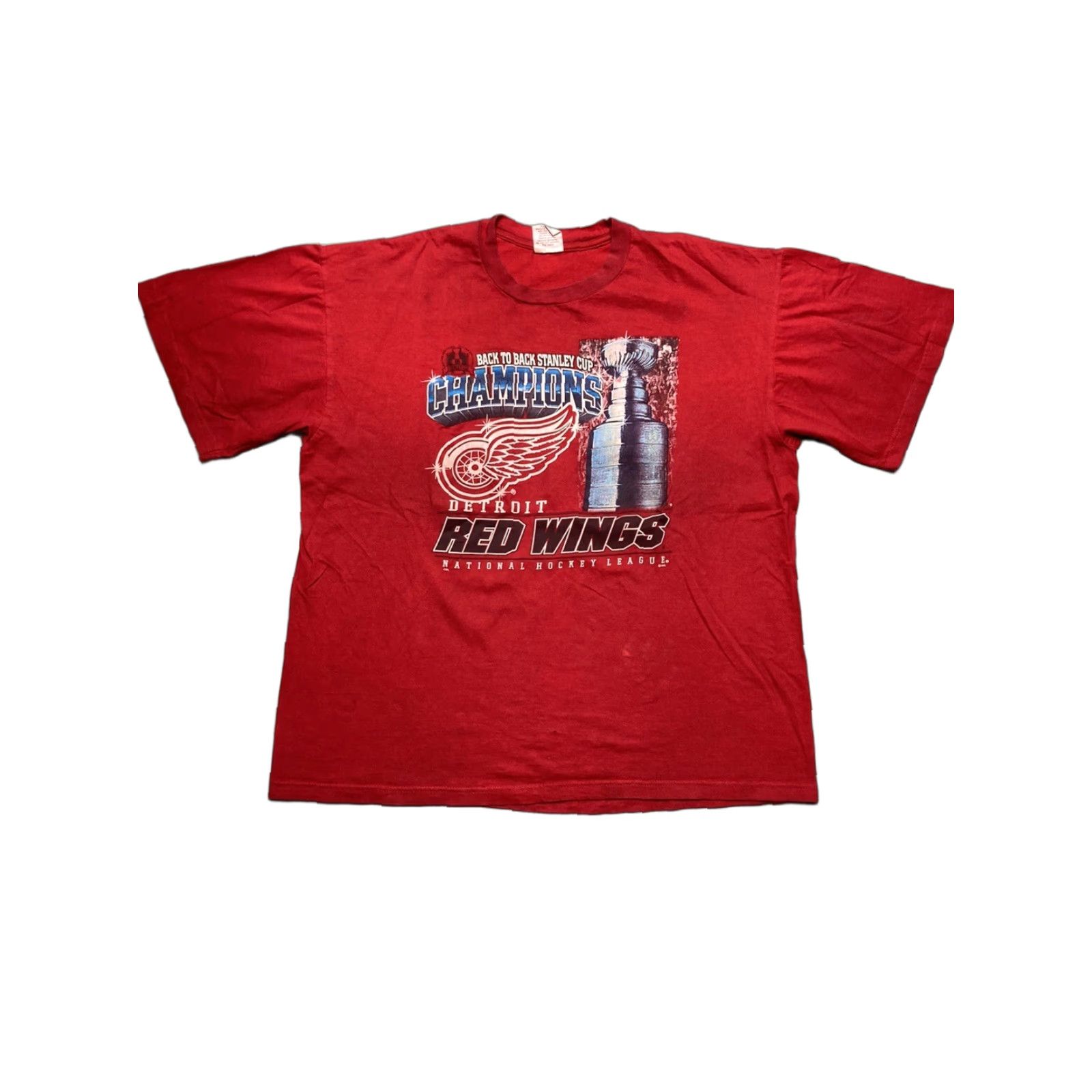 Champion VINTAGE Detroit Red Wings T-Shirt Stanley Cup Champions Back to Back Hockey 2XL Men Red T-Shirt Champions 2XL Size US XXL / EU 58 / 5 - 1 Thumbnail