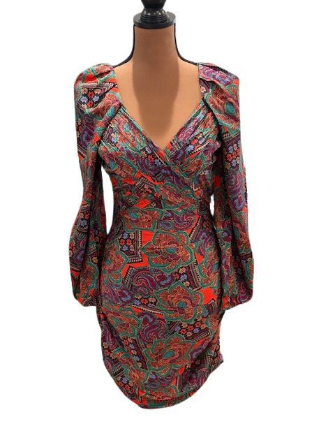 Veronica Beard Veronica Beard Bellino Paisley Long Sleeve Silk Blend Dress Size XS / US 0-2 / IT 36-38 - 2 Thumbnail