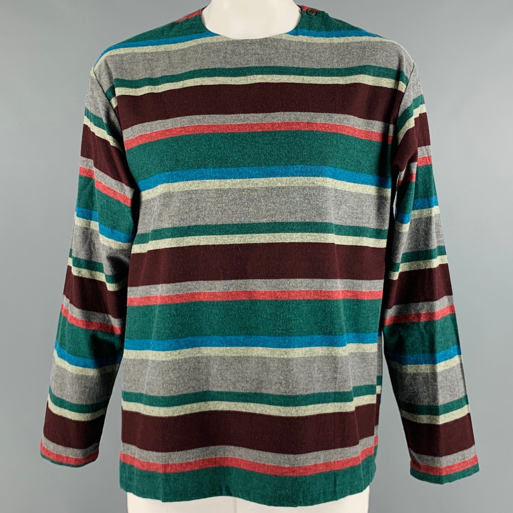 image of Clot Multicolor Stripe Cotton Pullover Long Sleeve Shirt, Men's (Size XL)