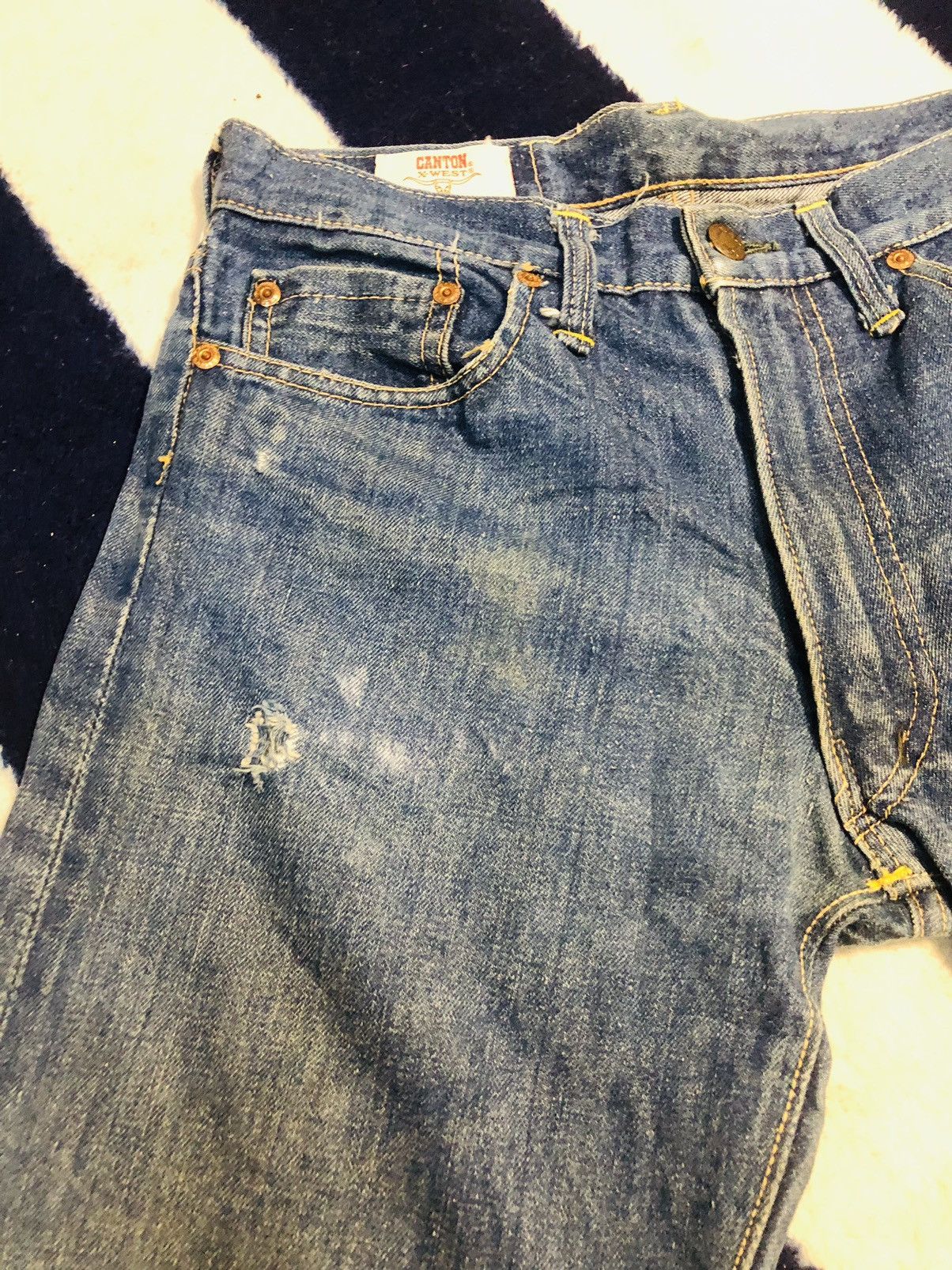 Sugar Cane × Vintage Canton Distressed Jeans (1) Size US 28 / EU 44 - 7 Thumbnail