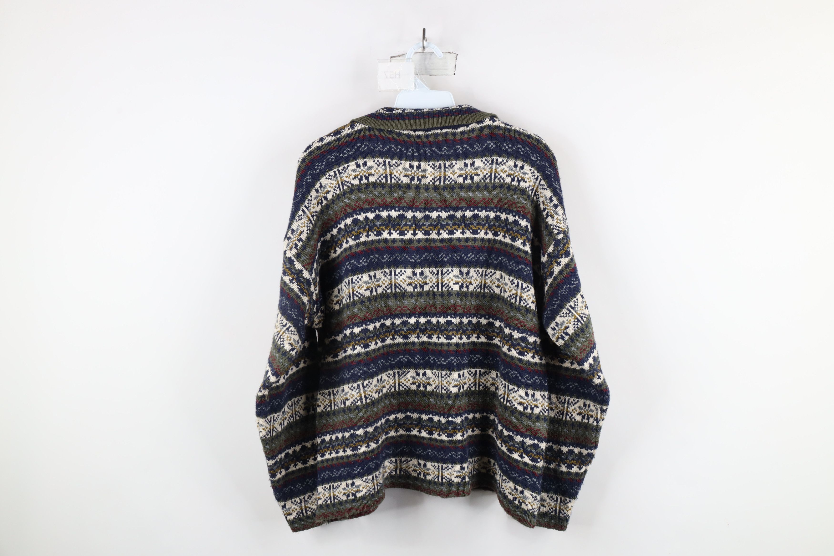 Vintage Vintage 90s Streetwear Fair Isle Knit Cardigan Sweater USA Size L / US 10 / IT 46 - 8 Thumbnail