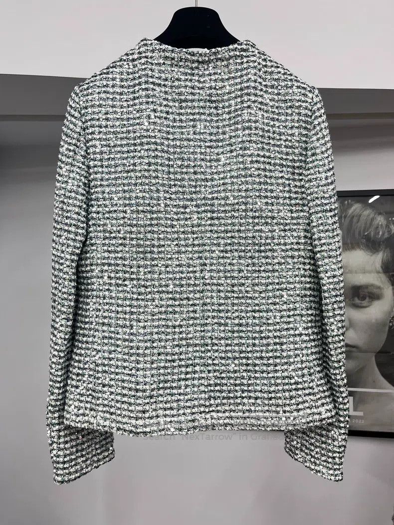 Chanel Chanel 23P green and silver heavy industry sequin jacket Size XS / US 0-2 / IT 36-38 - 3 Thumbnail