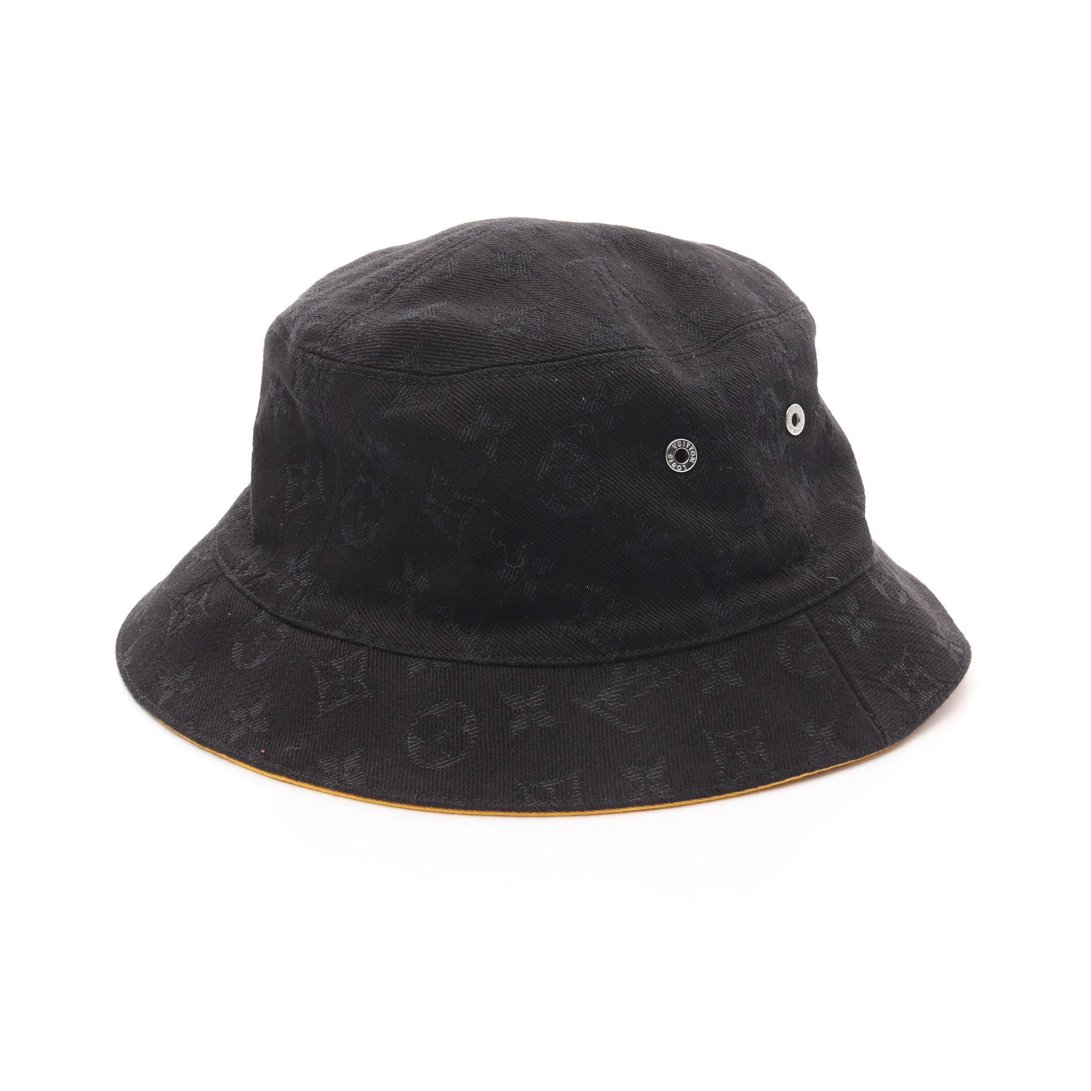 Louis Vuitton Louis Vuitton Chapeau Monogram Denim Bucket Hat Cotton Black Yellow Reversible Size ONE SIZE - 1 Thumbnail