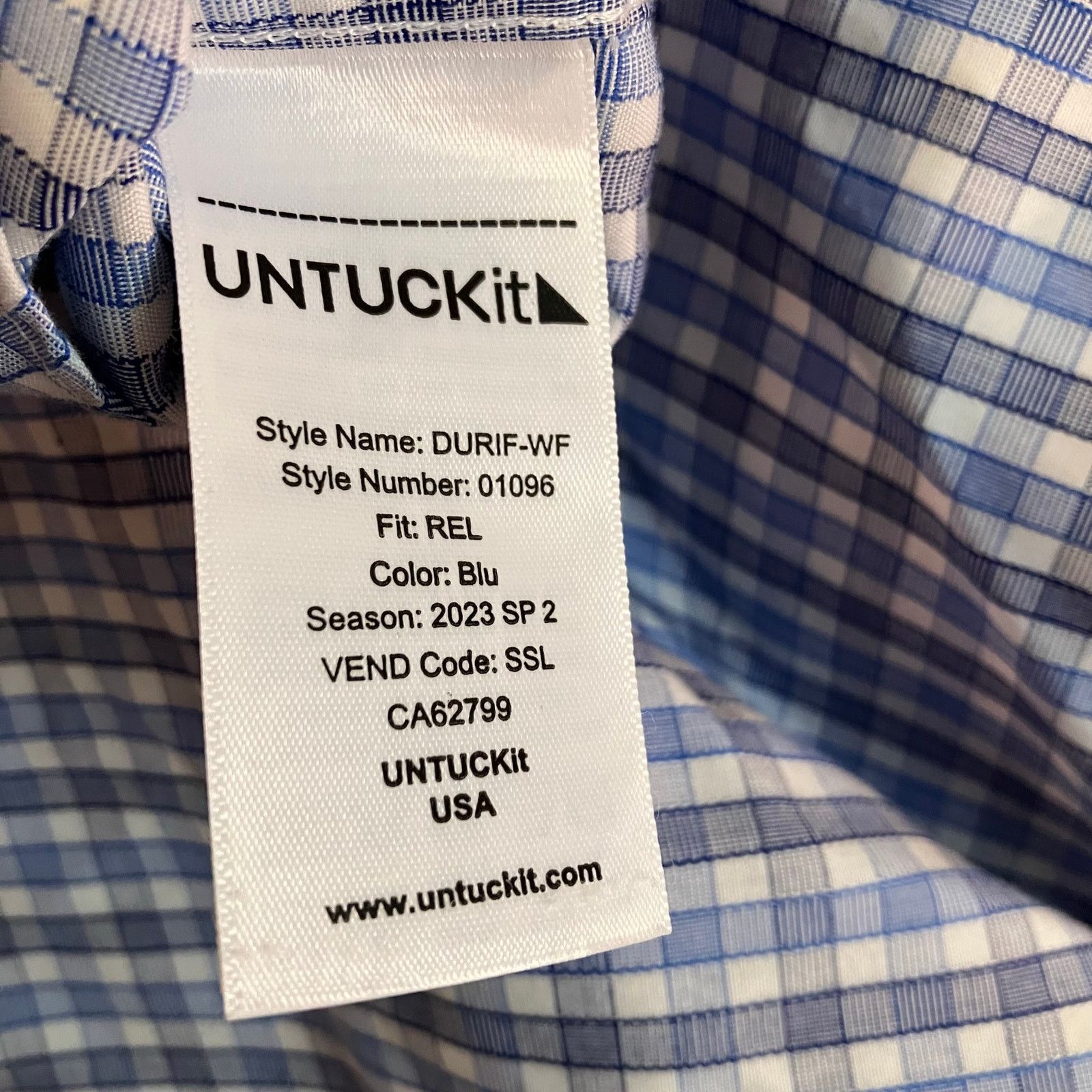 UNTUCKit UNTUCKit Gingham Button Up Blue White Casual Dress Shirt Size US XXL / EU 58 / 5 - 2 Thumbnail