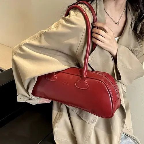 Vintage Streetwear Retro Zipper Shoulder PU Leather Bag Size ONE SIZE - 3 Thumbnail