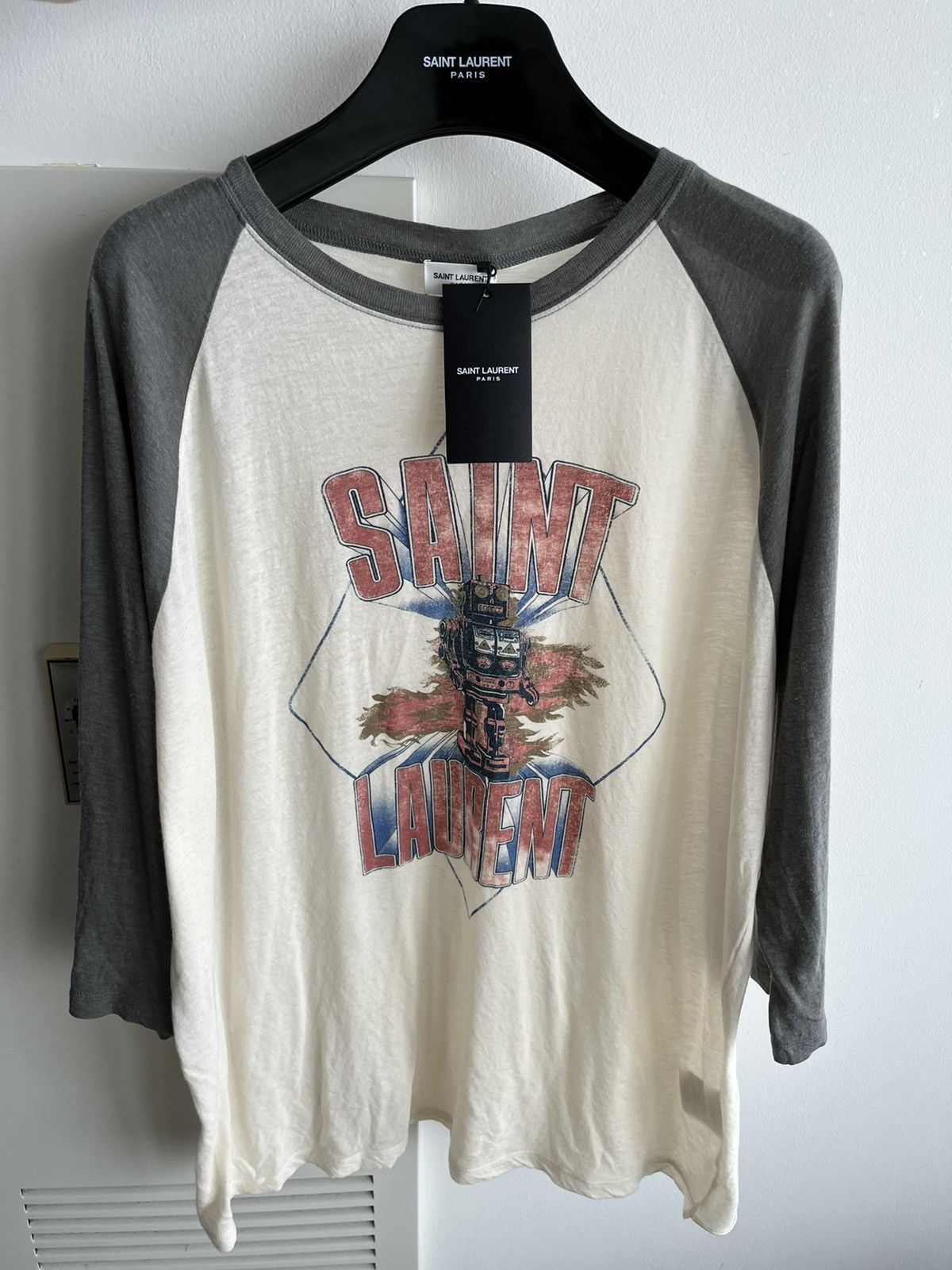 Saint Laurent Paris Brand New Super Runway Saint Laurent Logo 🤖 Robot Tee Shirt Size US L / EU 52-54 / 3 - 14 Thumbnail