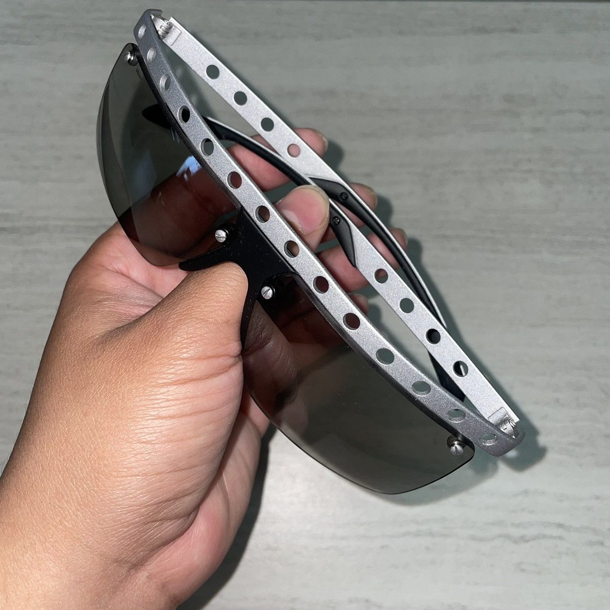 Prada Prada Sunglasses Silver Rough Black Rubber Mirrored Size ONE SIZE - 1 Thumbnail