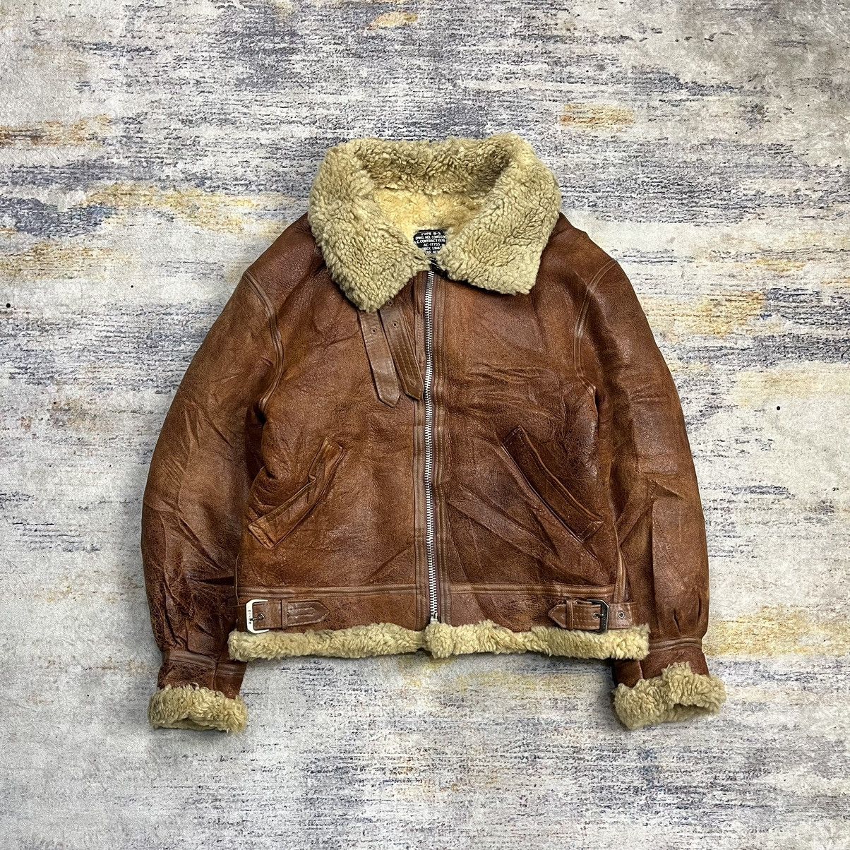 Vintage 90s Avirex b-3 usaf flight sheepskin leather jacket