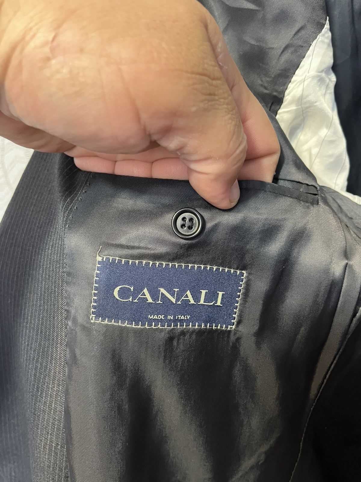 Canali Canali Pure Wool Men’s Black Striped 2 Piece Blazer Jacket Size 44R - 12 Thumbnail