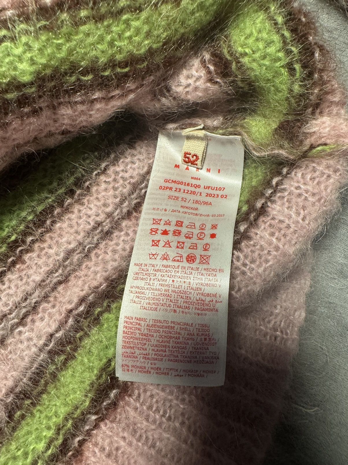 Marni MARNI PINK STRIPED MOHAIR SWEATER - QUARTZ Size US L / EU 52-54 / 3 - 4 Thumbnail