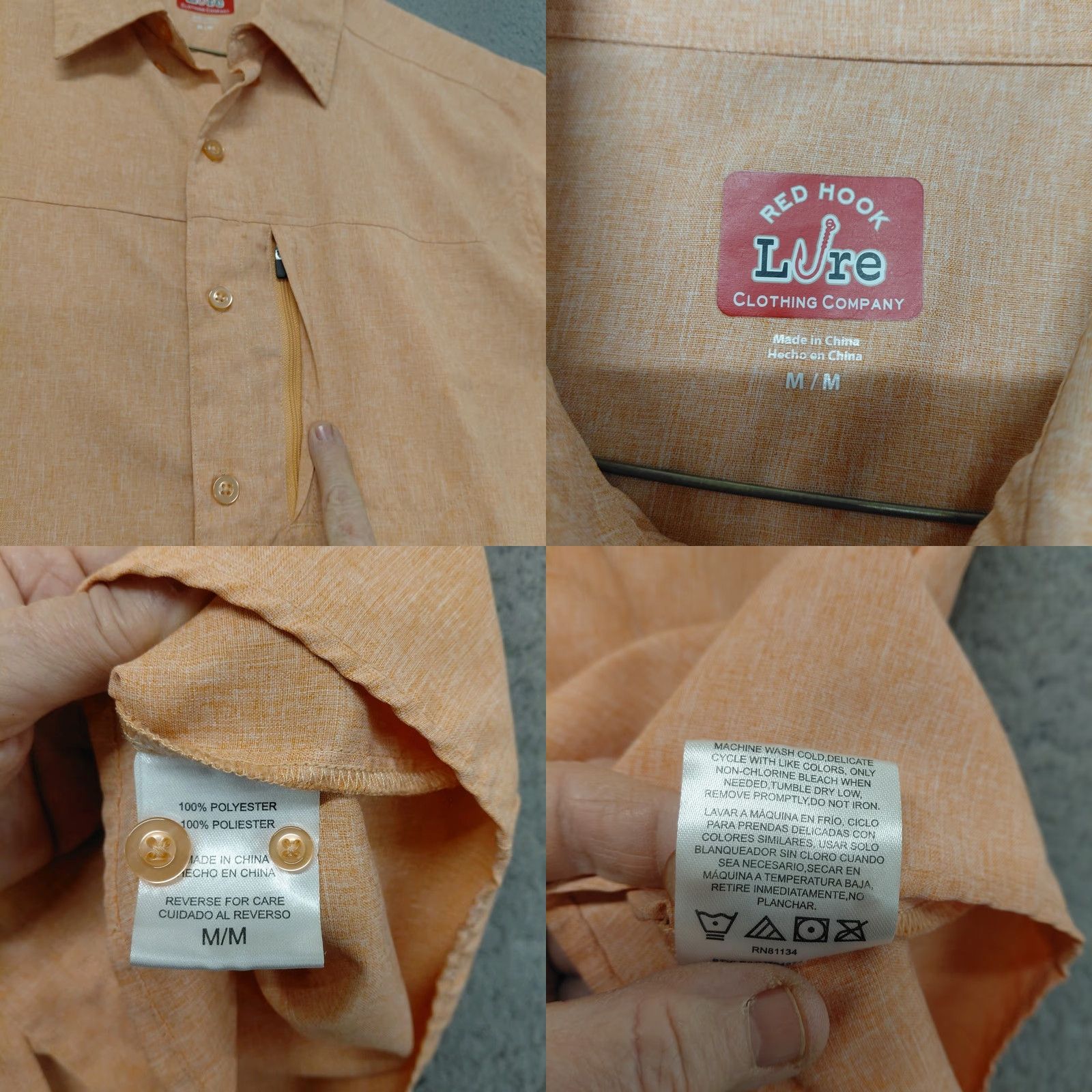 Vintage Red Hook Lure Fishing Shirt Mens M Peach Button Front Short Sleeve Outdoor Size US M / EU 48-50 / 2 - 9 Thumbnail