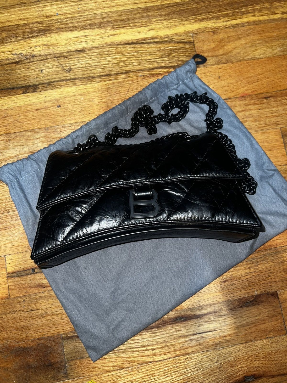 Balenciaga Balenciaga Crush Chain Bag Black Leather Size ONE SIZE - 3 Thumbnail