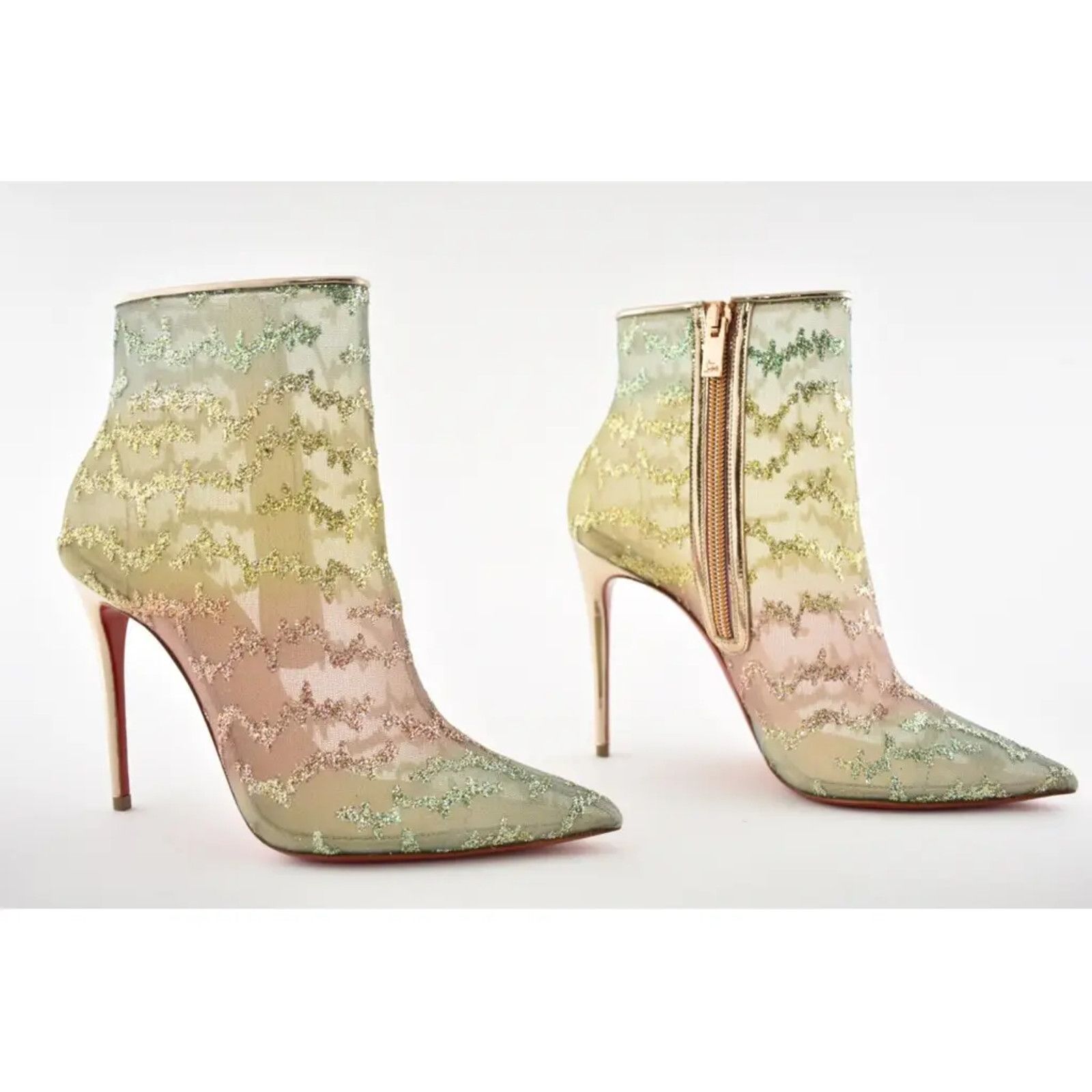 Christian Louboutin Christian Louboutin Nancy Bootie 100 Multicolor Glitter Mesh Size US 10 / IT 40 - 3 Thumbnail