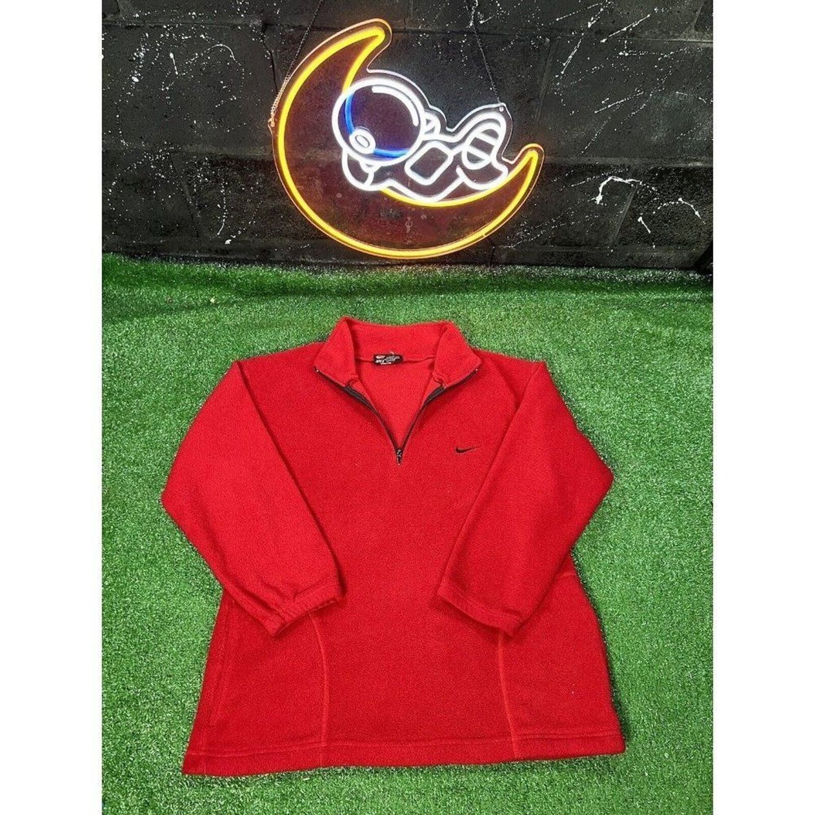 Nike Vintage Nike Mens MD Sweater Red Fleece 1/4 Zip Logo Swoosh Size US M / EU 48-50 / 2 - 1 Thumbnail