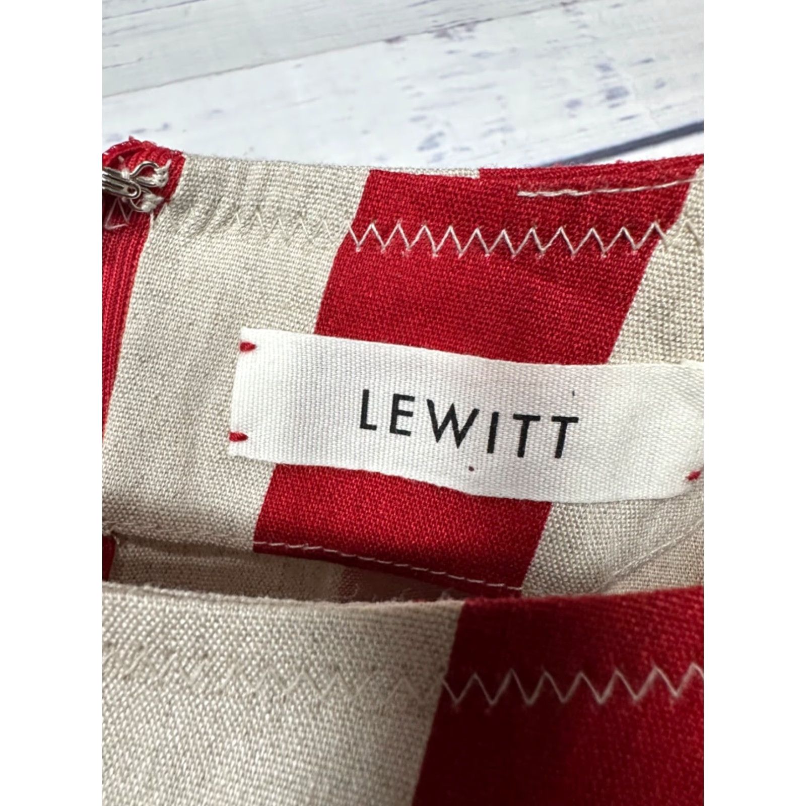 Vintage Lewitt Womens Short Flutter Sleeve Mini Dress Small Red Beige Stripe Dress Womens Small Red Beige Stripe Size 28" / US 6 / IT 42 - 3 Thumbnail
