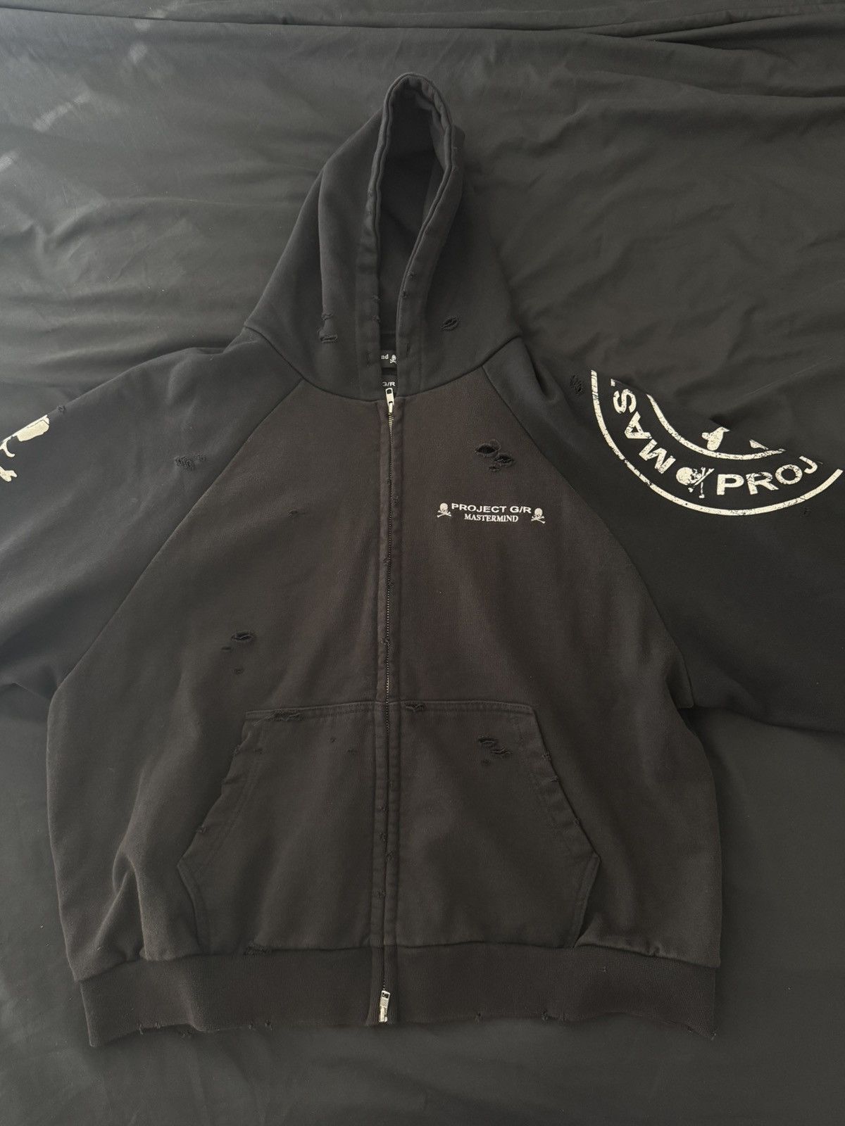 Mastermind Japan × PROJECT G/R Project G/R x Mastermind Japan Distressed Zip Hoodie Size US XL / EU 56 / 4 - 1 Thumbnail