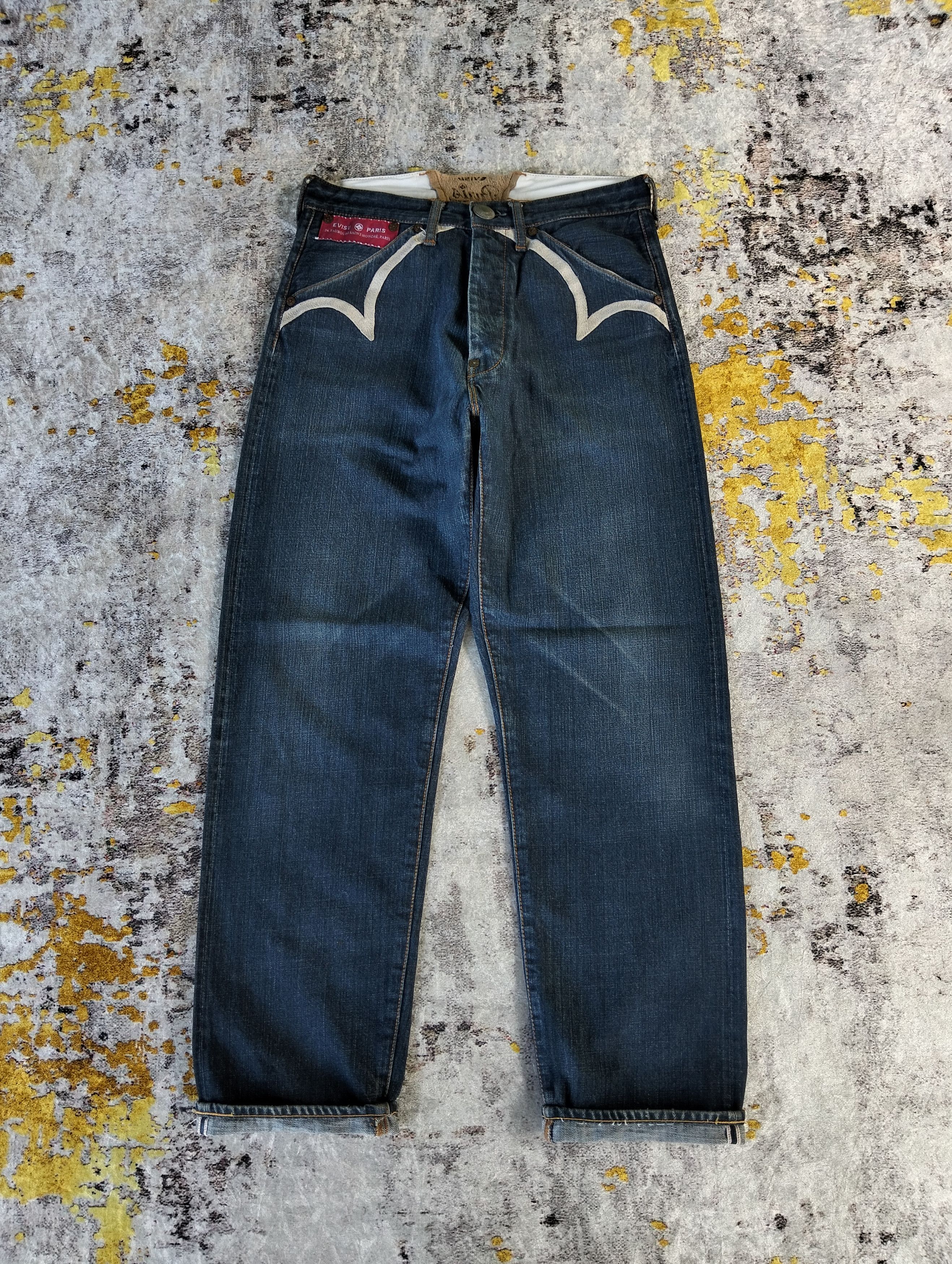 Evisu Evisu Paris Button Fly Red Line Selvedge Buckle Back Denim Size US 31 - 1 Thumbnail