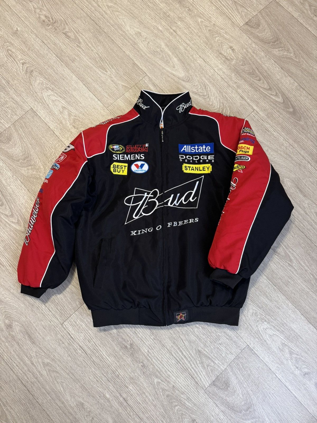 NASCAR 🔷Vintage Dodge Bud Nascar Racing Nylon Bomber Jacket🔷 Size US XL / EU 56 / 4 - 1 Thumbnail