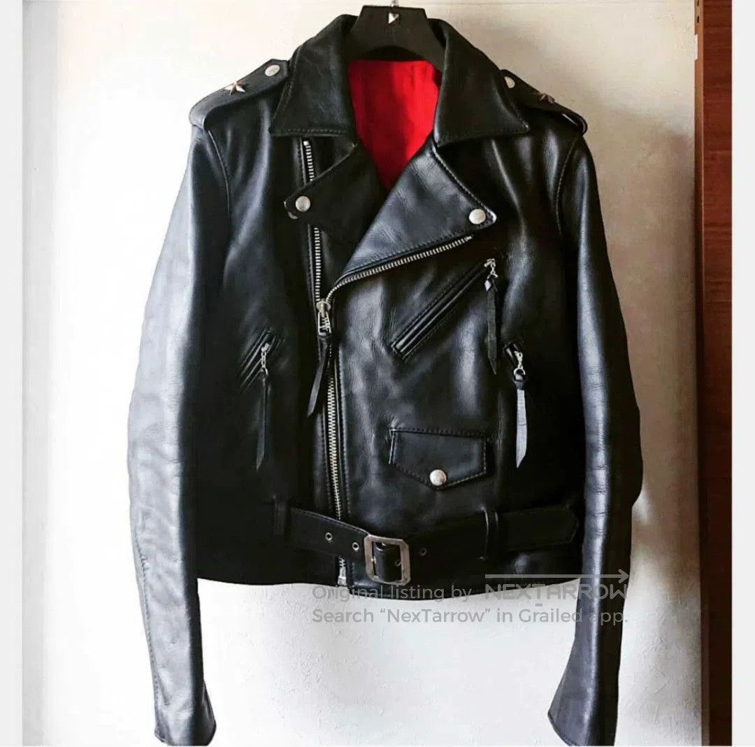 Redmoon black leather motorcycle jacket with red interior. Size US M / EU 48-50 / 2 - 1 Thumbnail