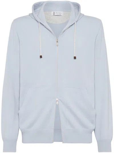 Brunello Cucinelli o1w1db10425 Cashmere Hoodie in Light Blue Size US XXL / EU 58 / 5 - 1 Thumbnail