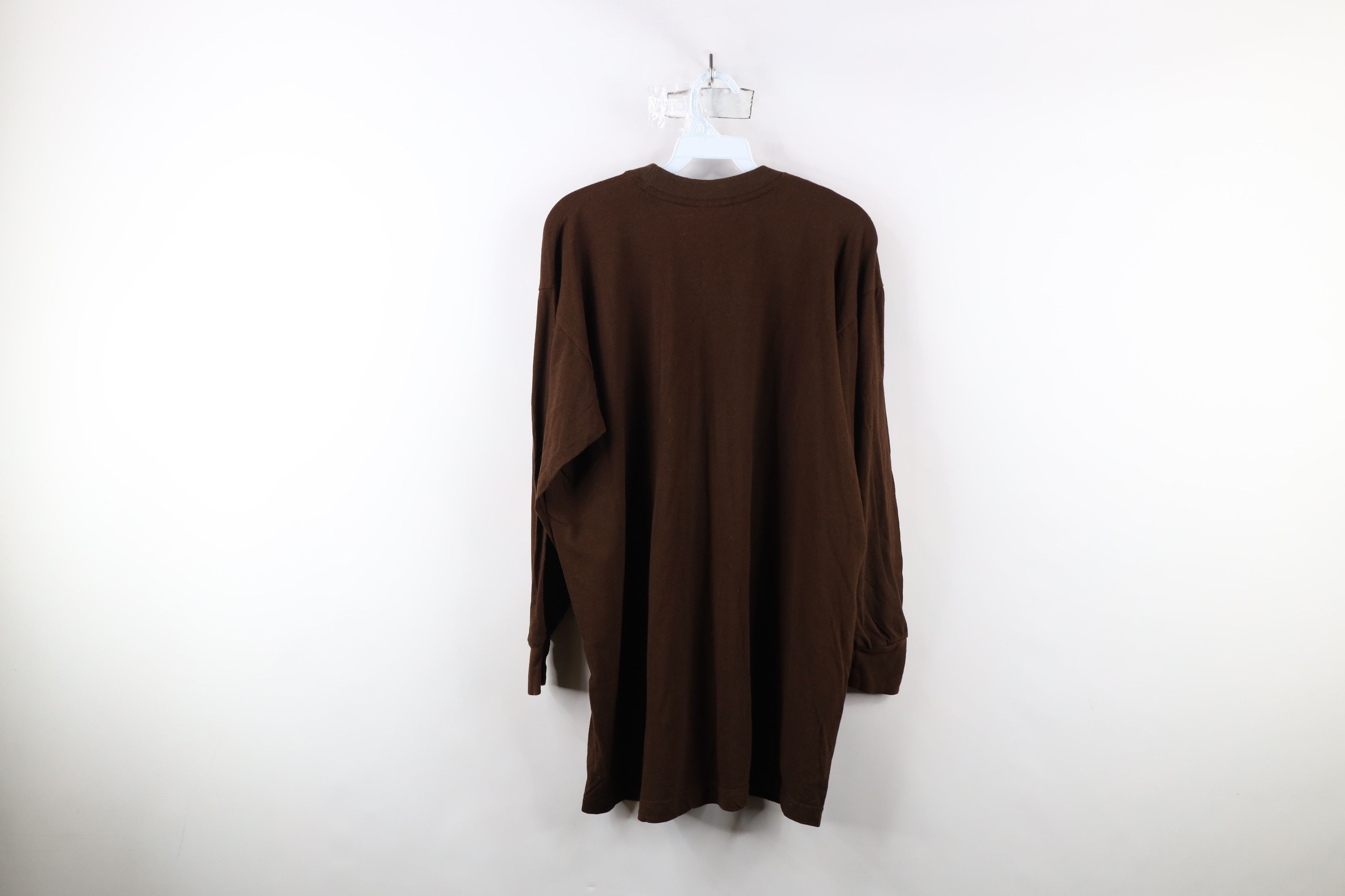 Vintage Vintage 90s Streetwear Faded Blank Long Sleeve T-Shirt Brown Size US XL / EU 56 / 4 - 8 Thumbnail