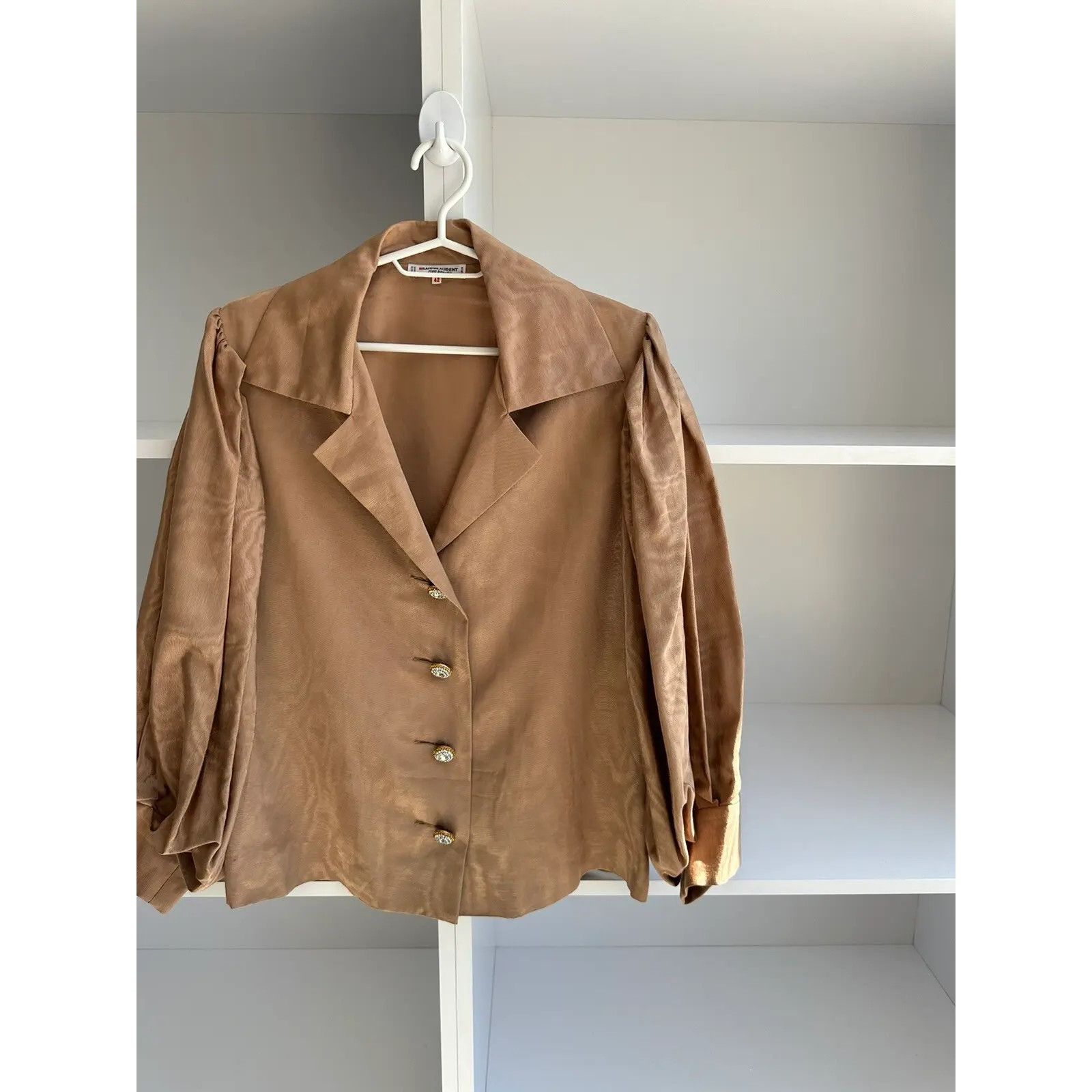 Saint Laurent Paris Vintage Saint Laurent Paris Rive Gauche Satin Blazer 80s Size L / US 10 / IT 46 - 2 Thumbnail