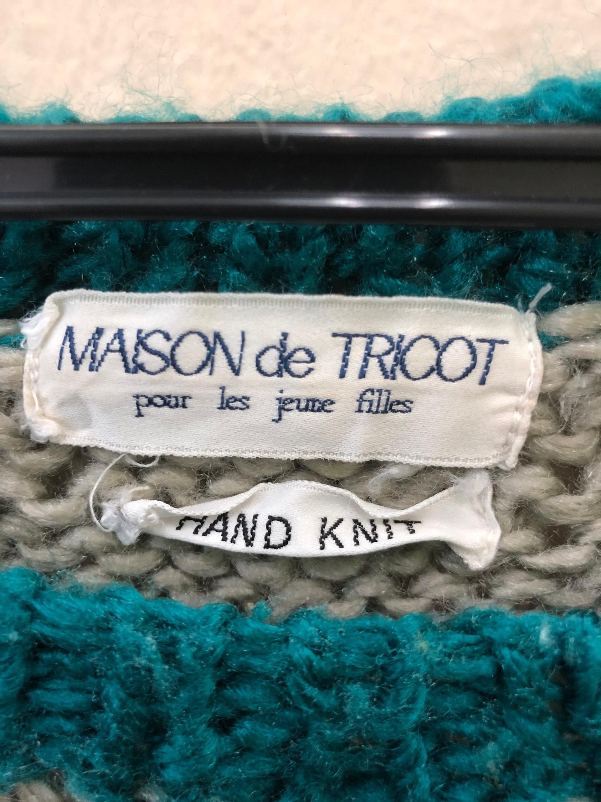Handmade vintage 100 handknit MAISON de TRICOT 💯 acrylic material Size US L / EU 52-54 / 3 - 5 Thumbnail