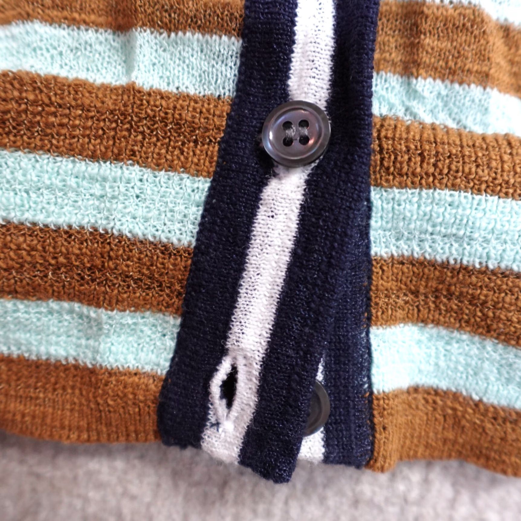 J.Crew J.Crew Cardigan Sweater Womens Small Brown Blue Lightweight Button Front Striped Viscose Long Sleeve Regular Size Women Size S / US 4 / IT 40 - 3 Thumbnail