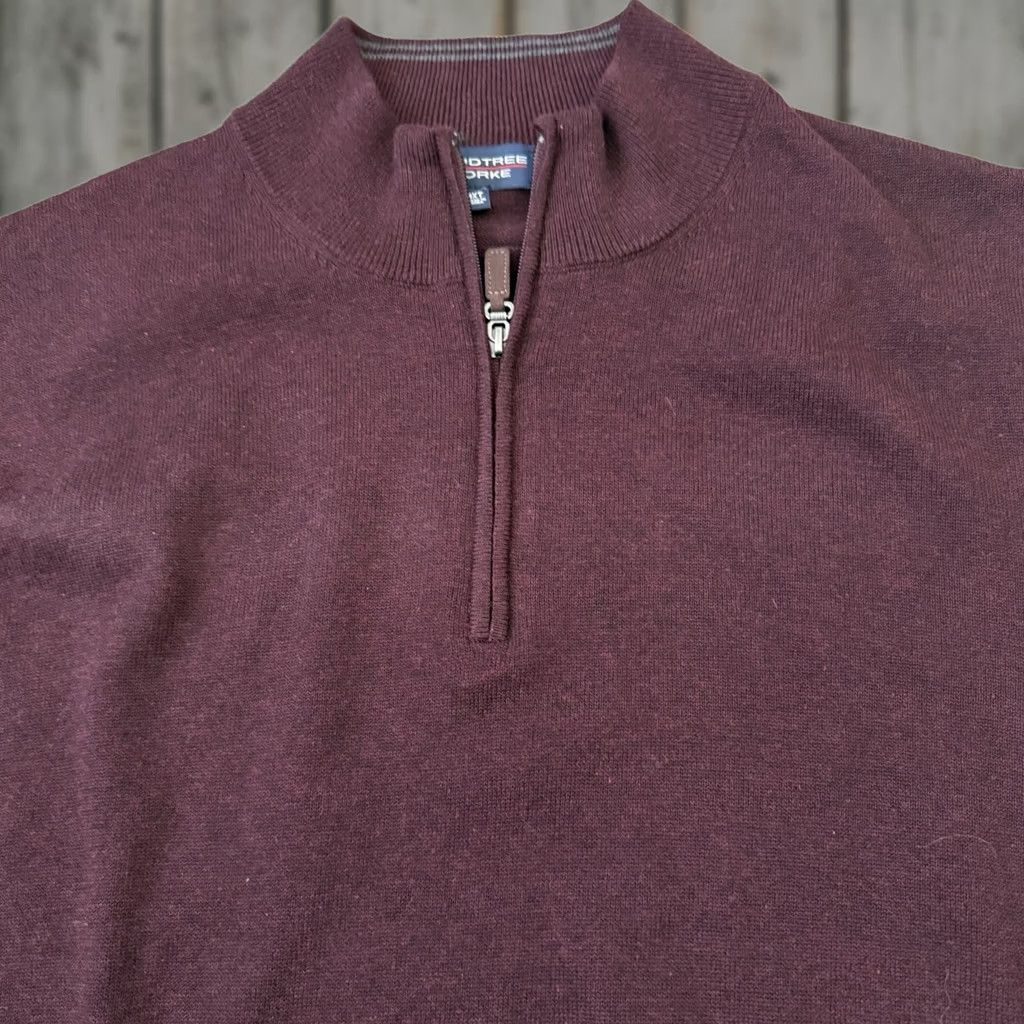 Roundtree & Yorke VINTAGE Roundtree & Yorke 1/4 Zip Sweater Mens 3XT Tall Dark Wine Lightweight Pullover Size US XXL / EU 58 / 5 - 1 Thumbnail
