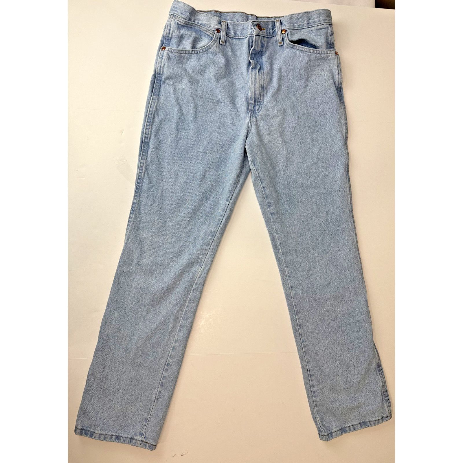 Other Wrangler Jeans Men LIght Wash Western Straight Cowboy 35*32 Size US 35 - 2 Thumbnail