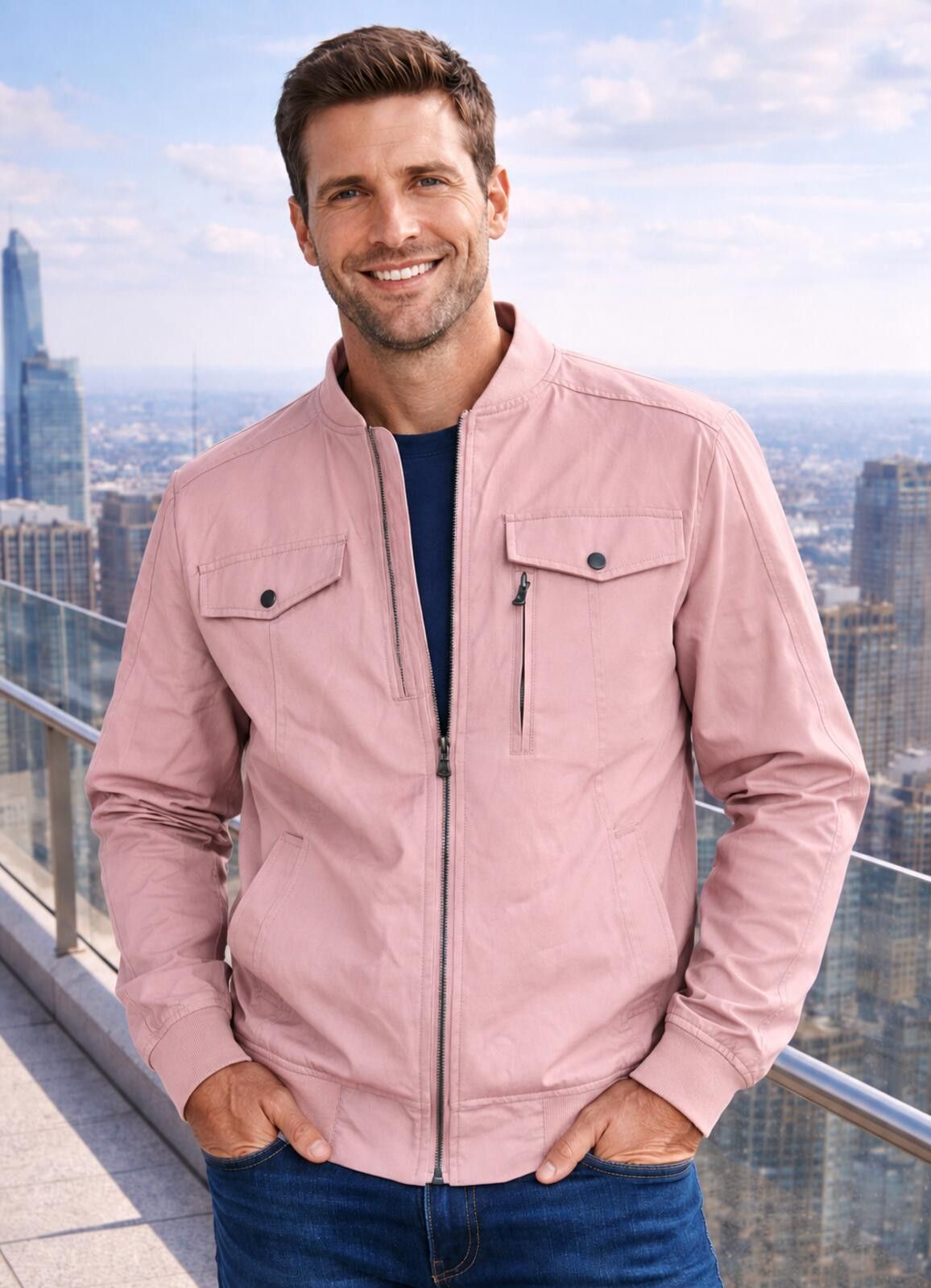 Other Men's XL Pink Bomber Spring Jacket Lightweight Utility NEW Size US XL / EU 56 / 4 - 1 Thumbnail