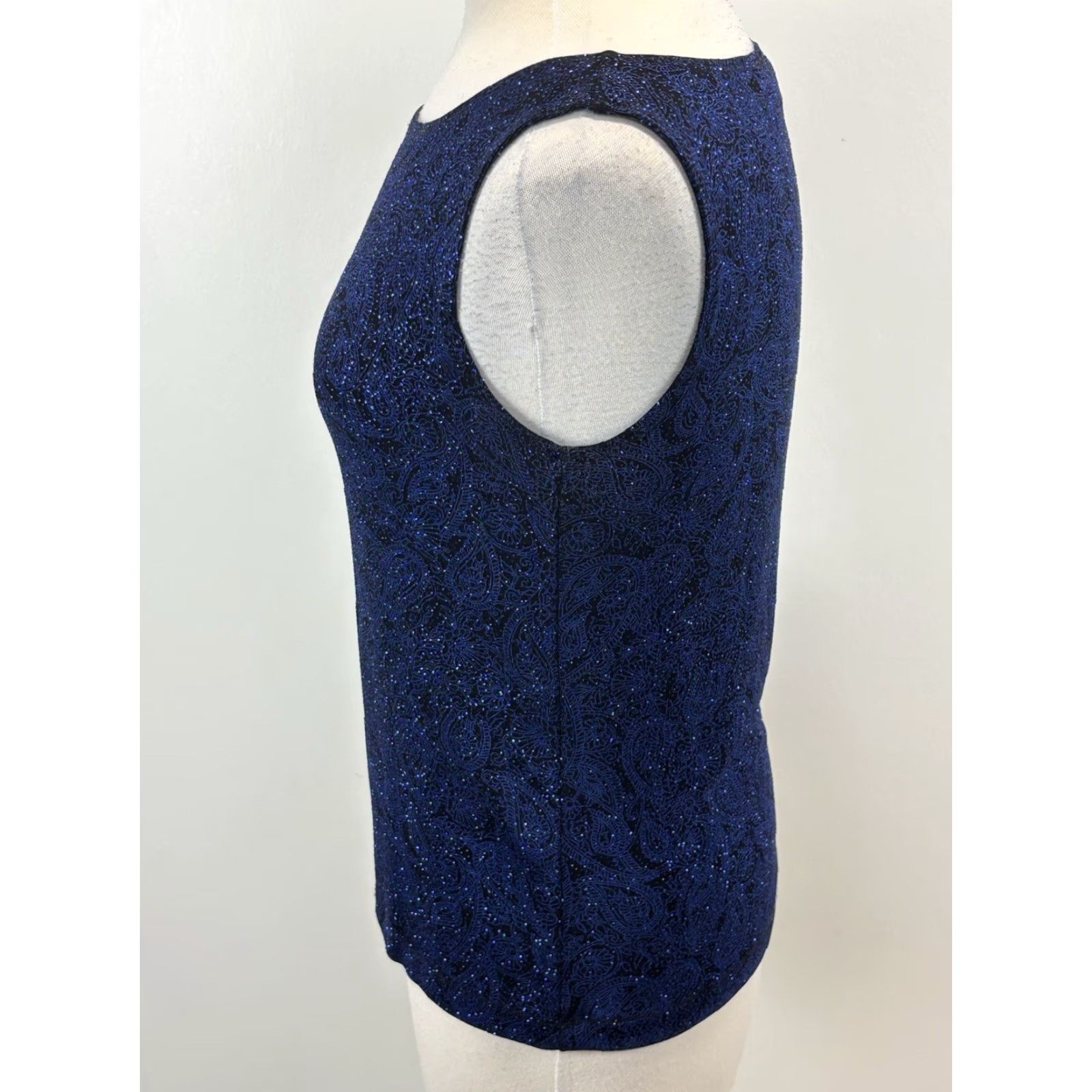 Vintage Chicos Travelers Tank Top Shirt Sz 1 US Medium Black Paisley Shimmer Glitter Sleeveless Acetate Blend Travel Size M / US 6-8 / IT 42-44 - 2 Thumbnail