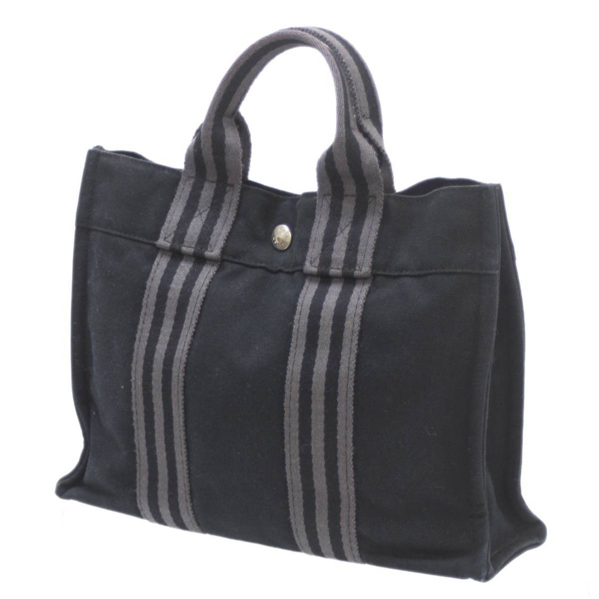 image of Hermes Fool Toe Pm Tote Bag Cotton Black X Gray, Women's
