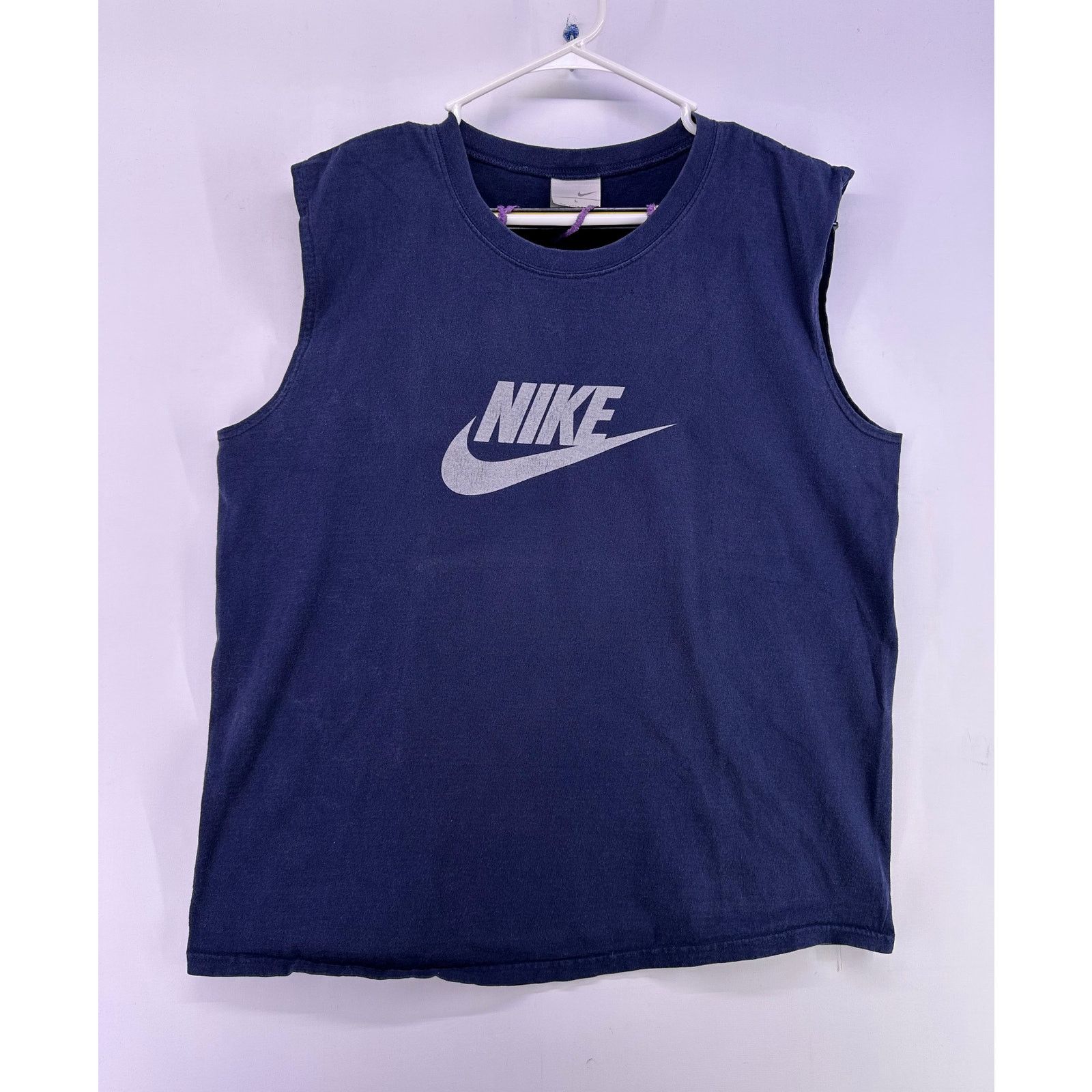 Nike Vintage 2000s Tag Nike Navy tank top Silver Print Size Large Size US L / EU 52-54 / 3 - 2 Thumbnail