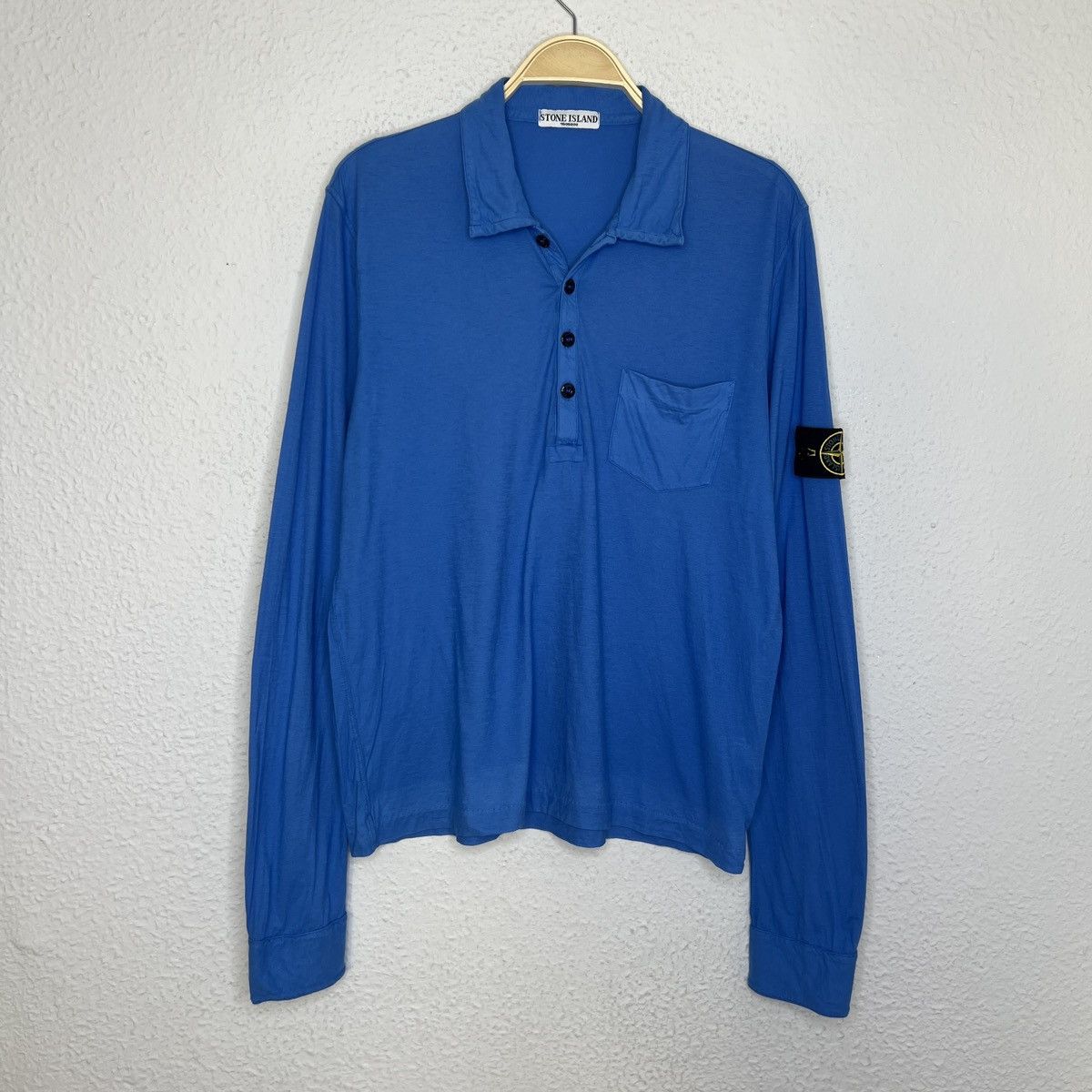 image of Stone Island Longsleeve Sweatshirt Blue Navy Polo Rugby, Men's (Size XL)