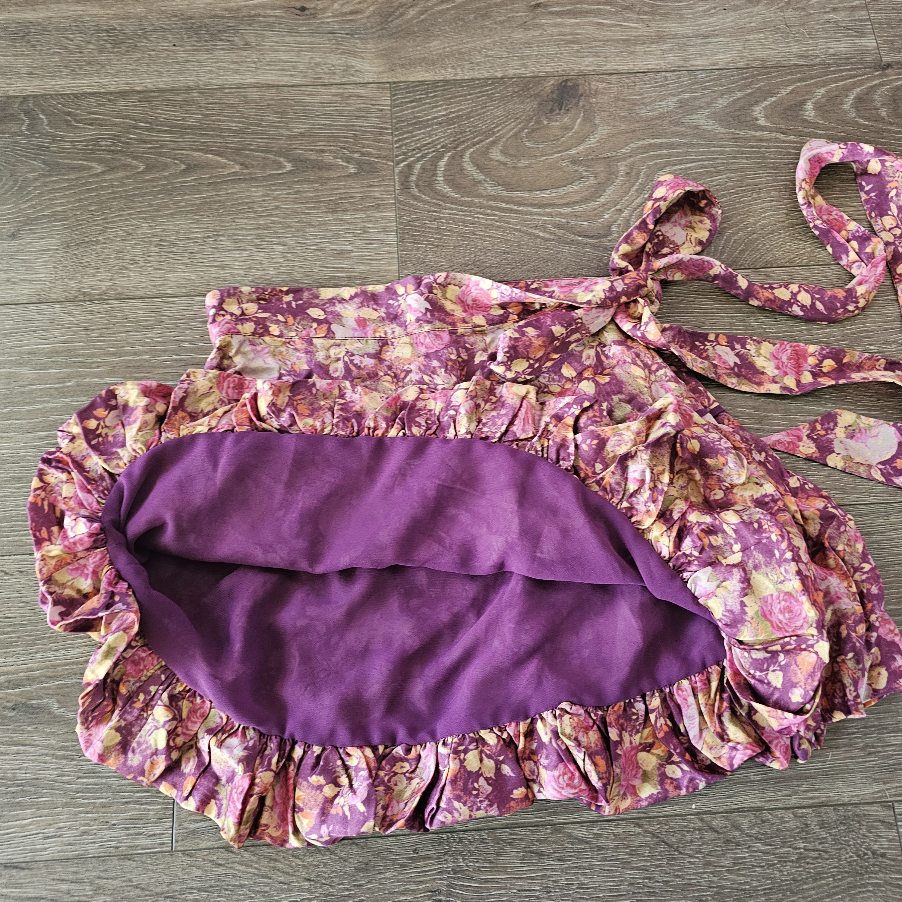 LoveShackFancy Love Shack Fancy Purple Floral Ruffle Bubble Mini Skirt Size 27" / US 4 / IT 40 - 2 Thumbnail