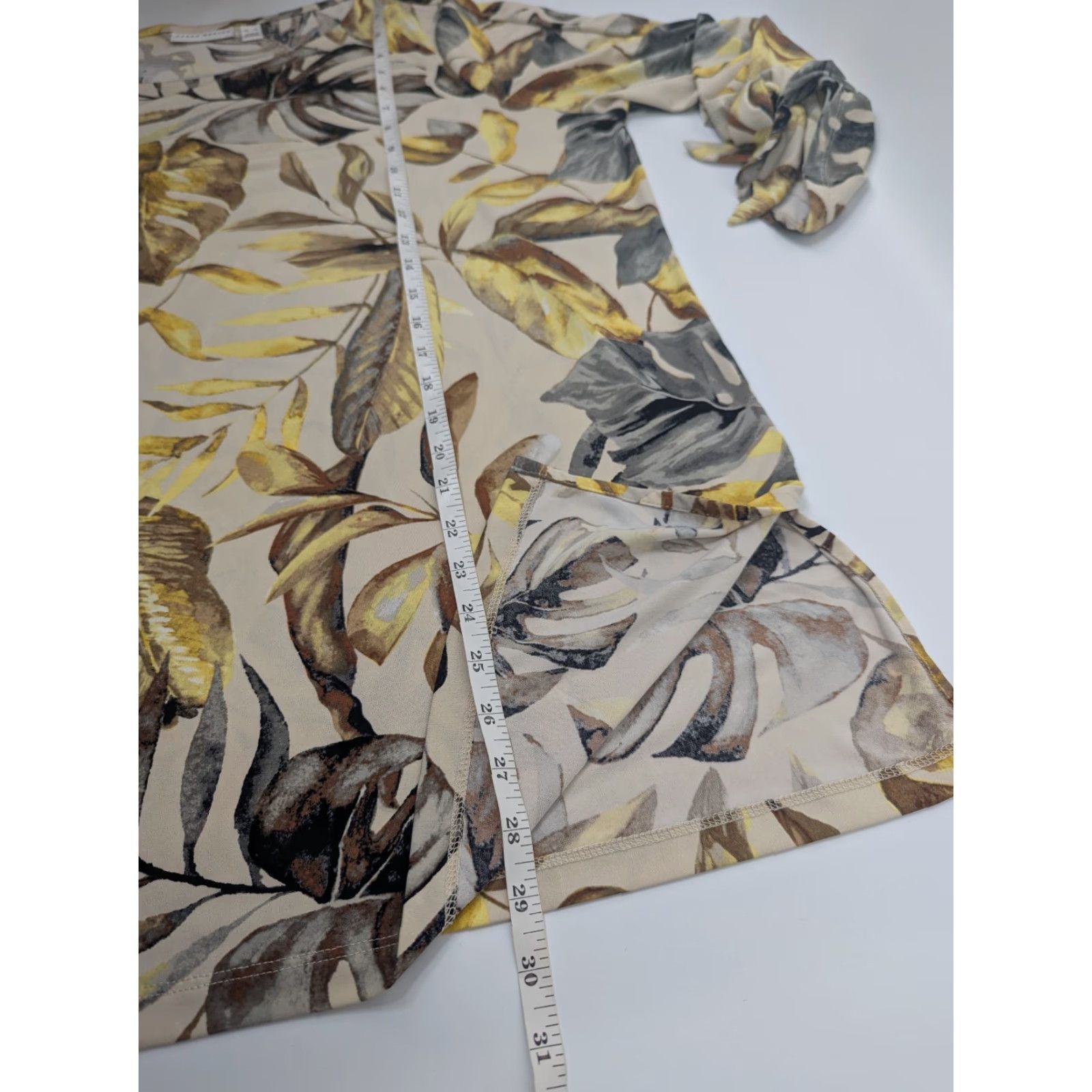 Vintage Susan Graver Tunic Shirt Womens Regular Printed Liquid Knit Tie-Sleeve Yellow XL A395084 Size L / US 10 / IT 46 - 5 Thumbnail