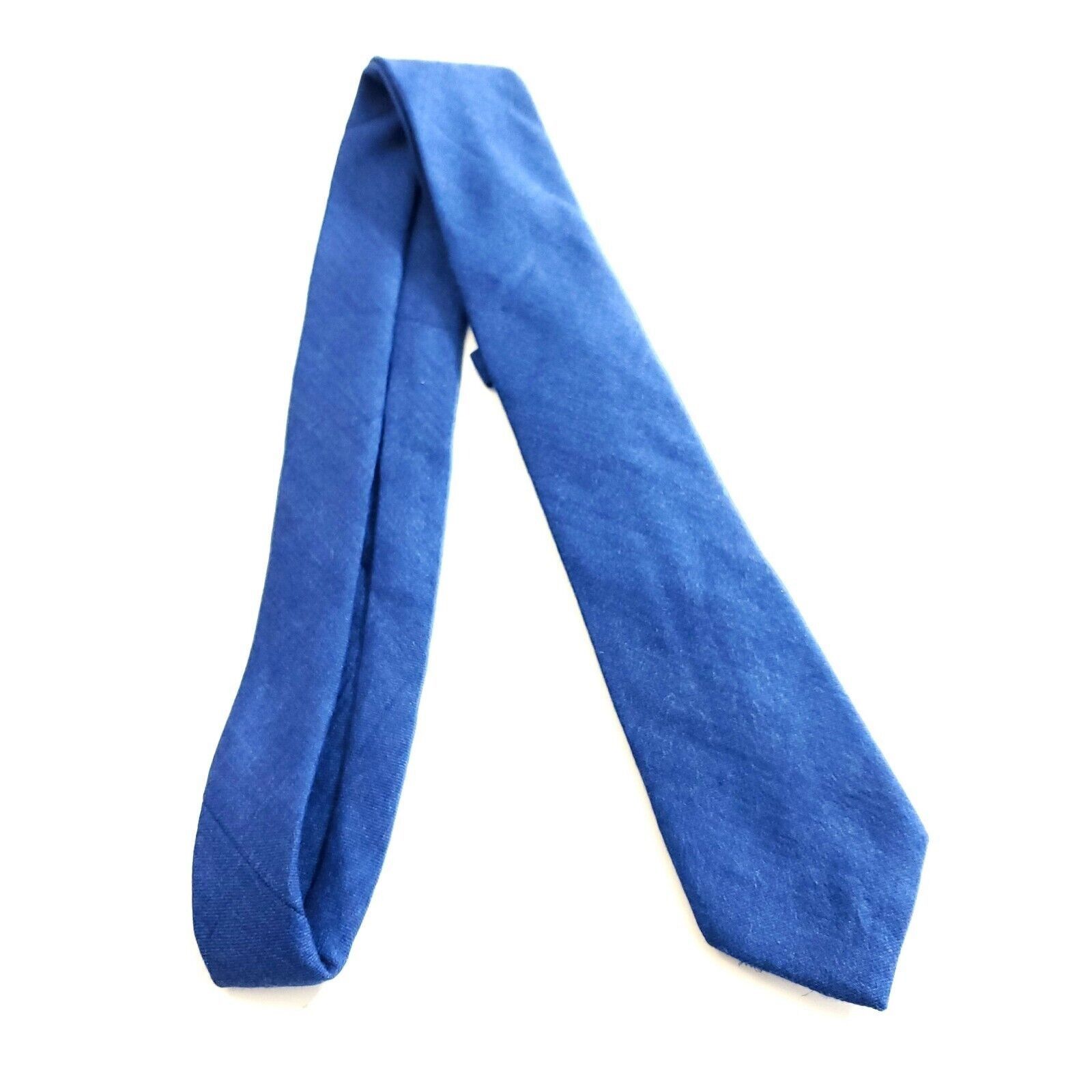 J Ferrar JF J. Jerrar Polyester Rayon Solid Blue Skinny Silk Tie Size ONE SIZE - 6 Thumbnail