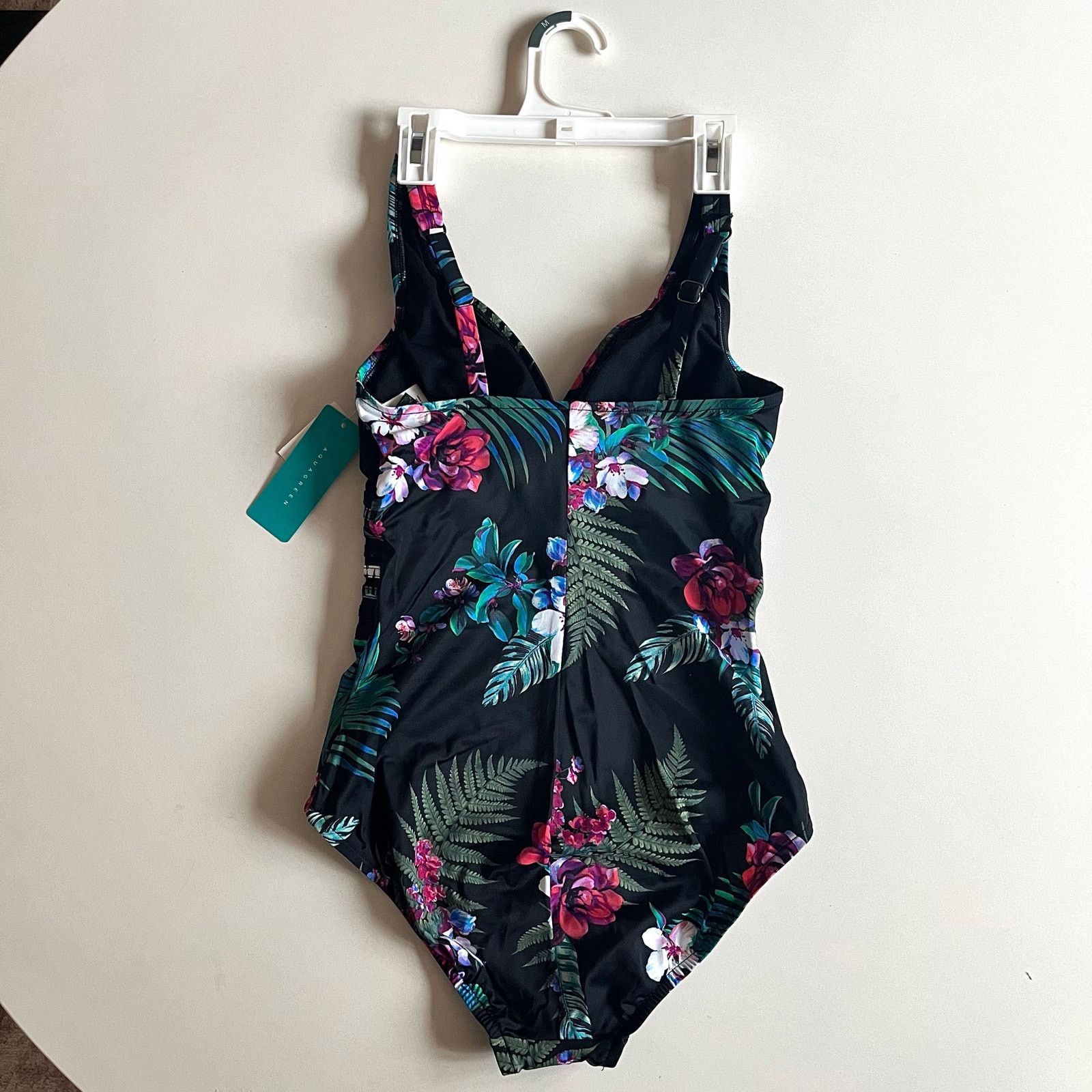 Unknown London AQUA GREEN NWT One Piece Swimsuit, Floral Medium Size ONE SIZE - 6 Thumbnail